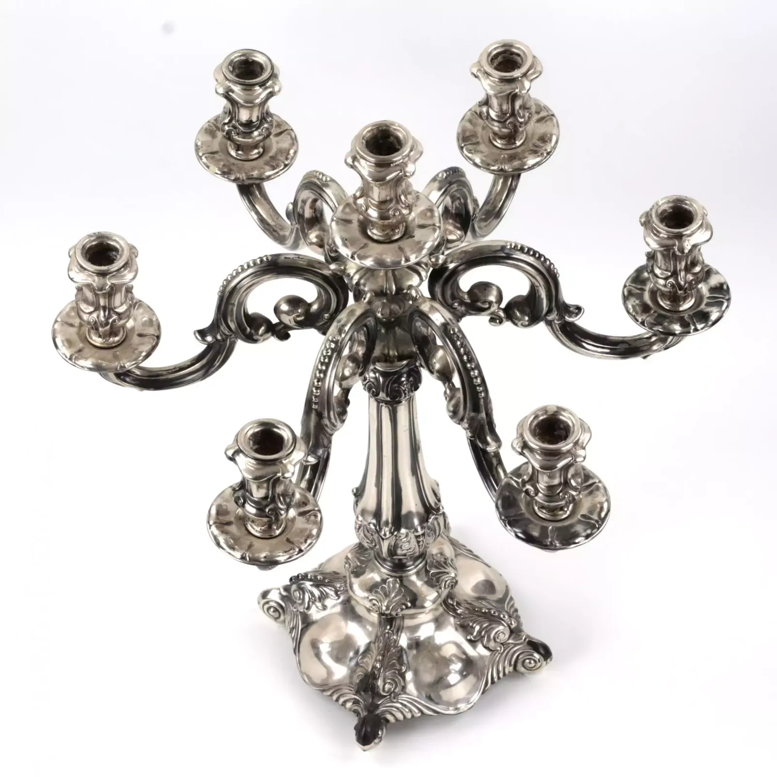 Pair Of Silver Candelabra. Vercelli 1920 Century.