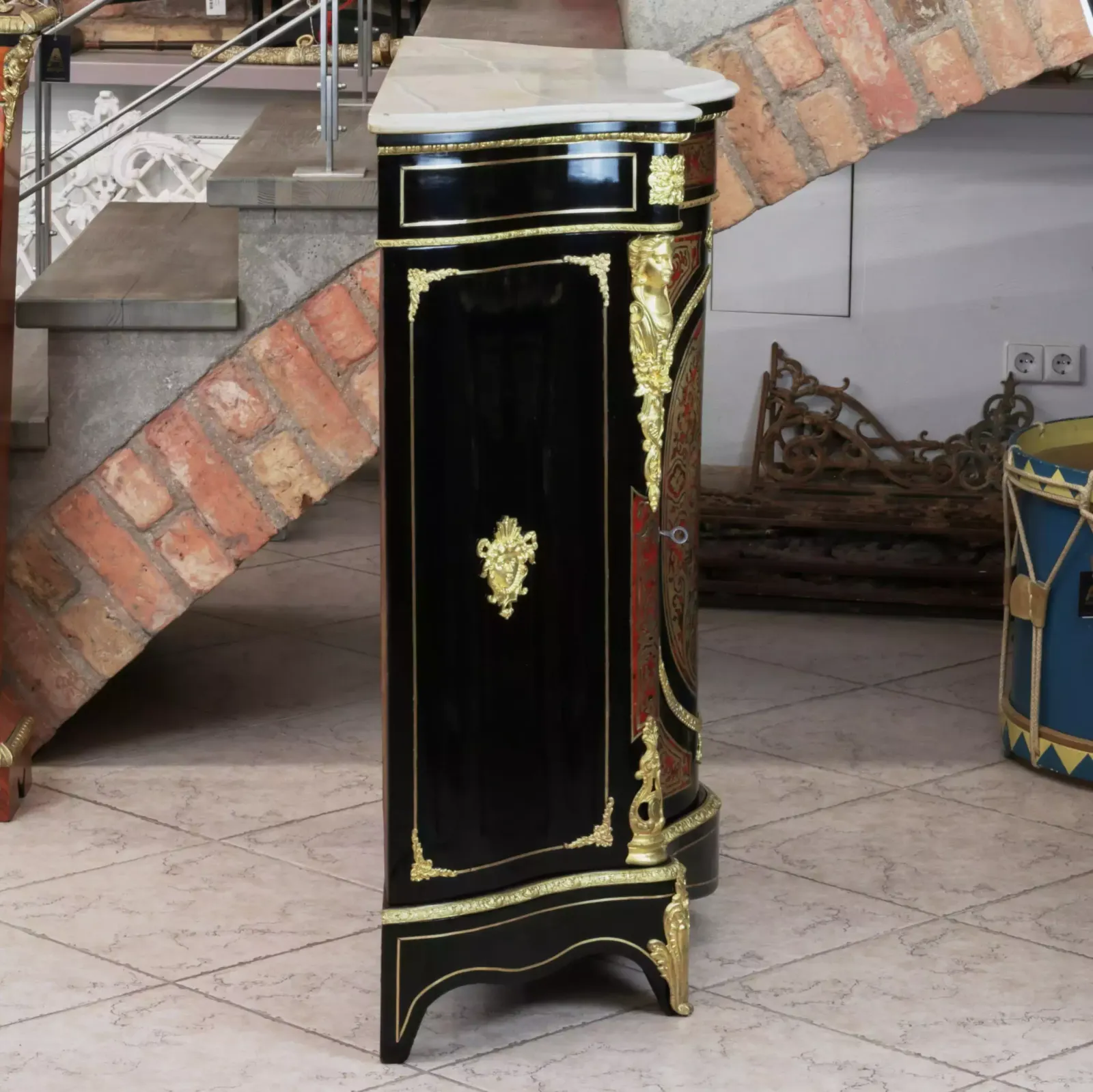 Napoleon III Style Cabinet In Ebonized Wood And Boulle Like Marquetry. photo buy