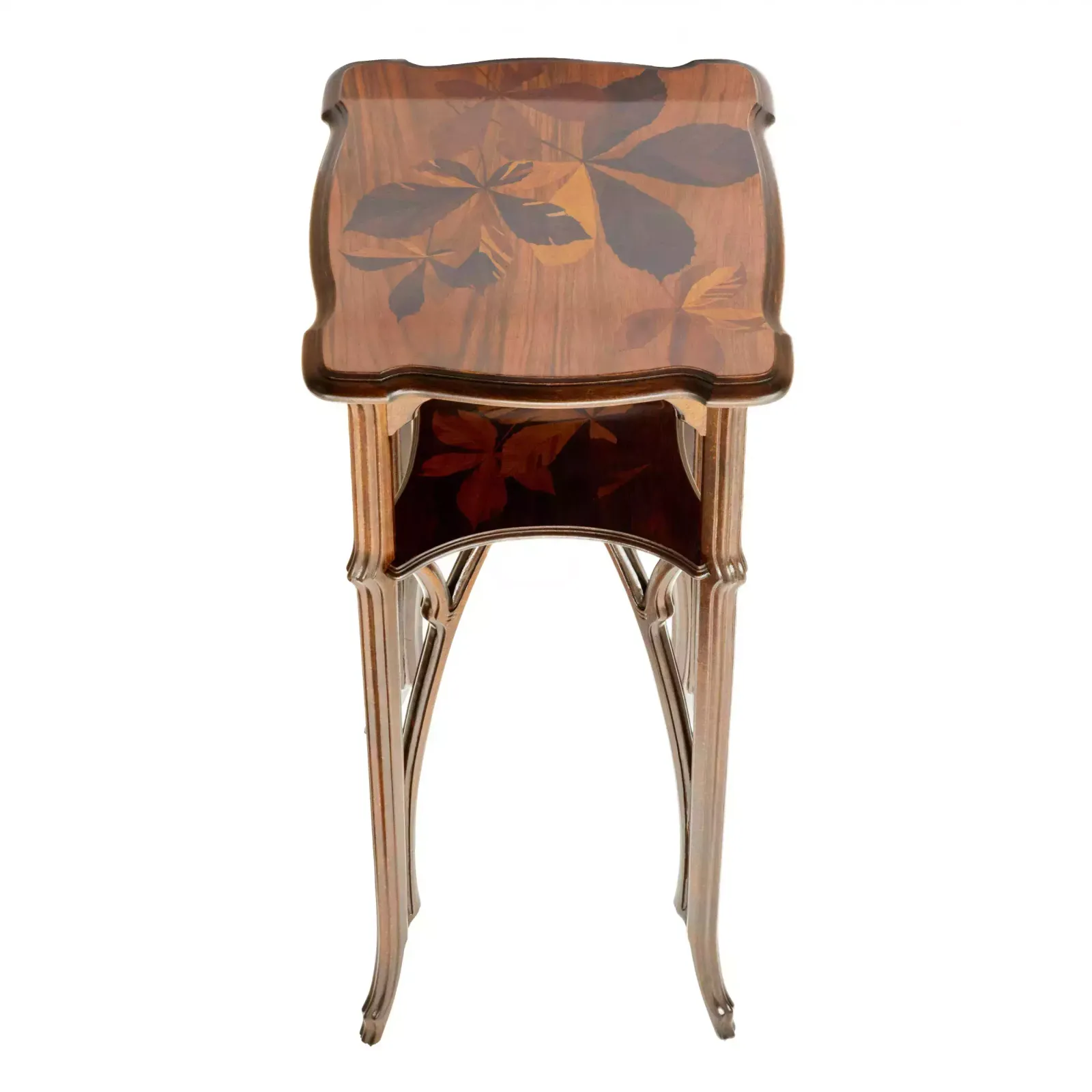 Two Tier Pedestal For Flowers Made Of Solid Walnut, Art Nouveau Style. 20th Century. photo vintage