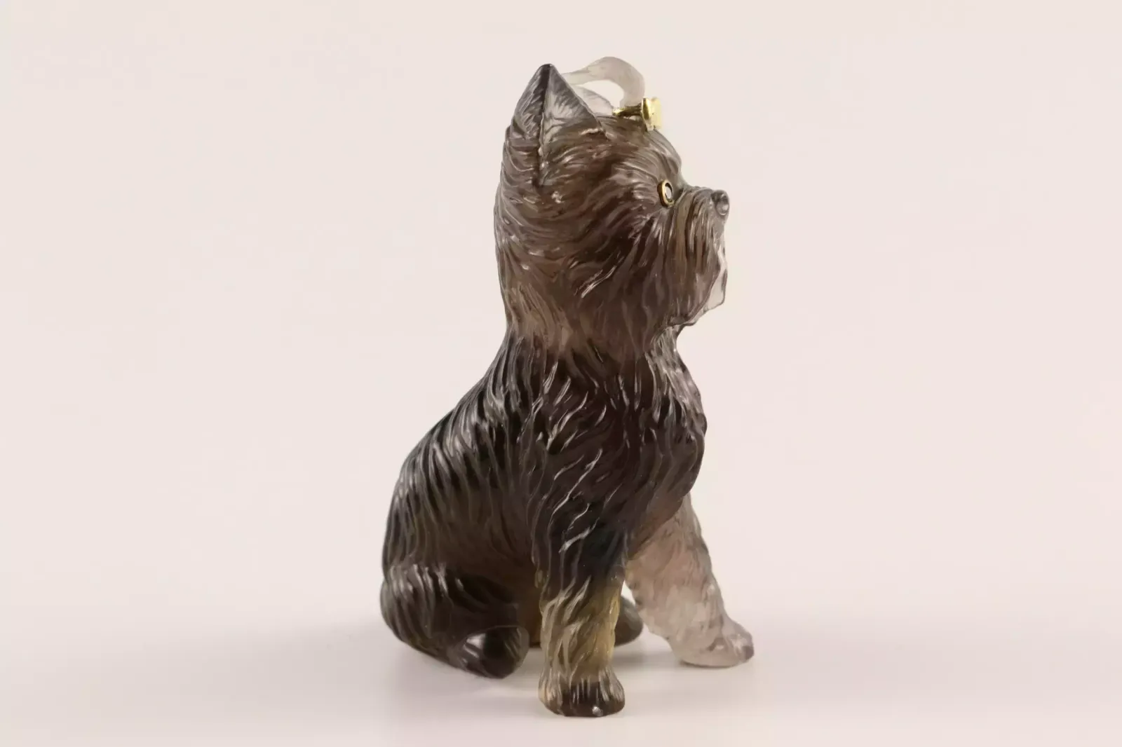 Stone Cut Figurine "Yorkshire Terrier" In The Style Of Faberge 20th Century.