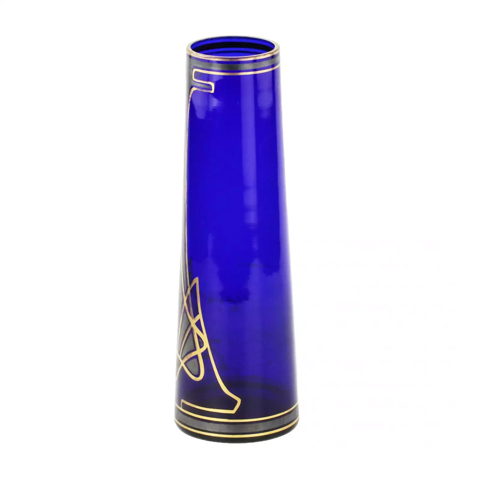 Art Nouveau Cobalt Conical Glass Vase. photo Home Decor