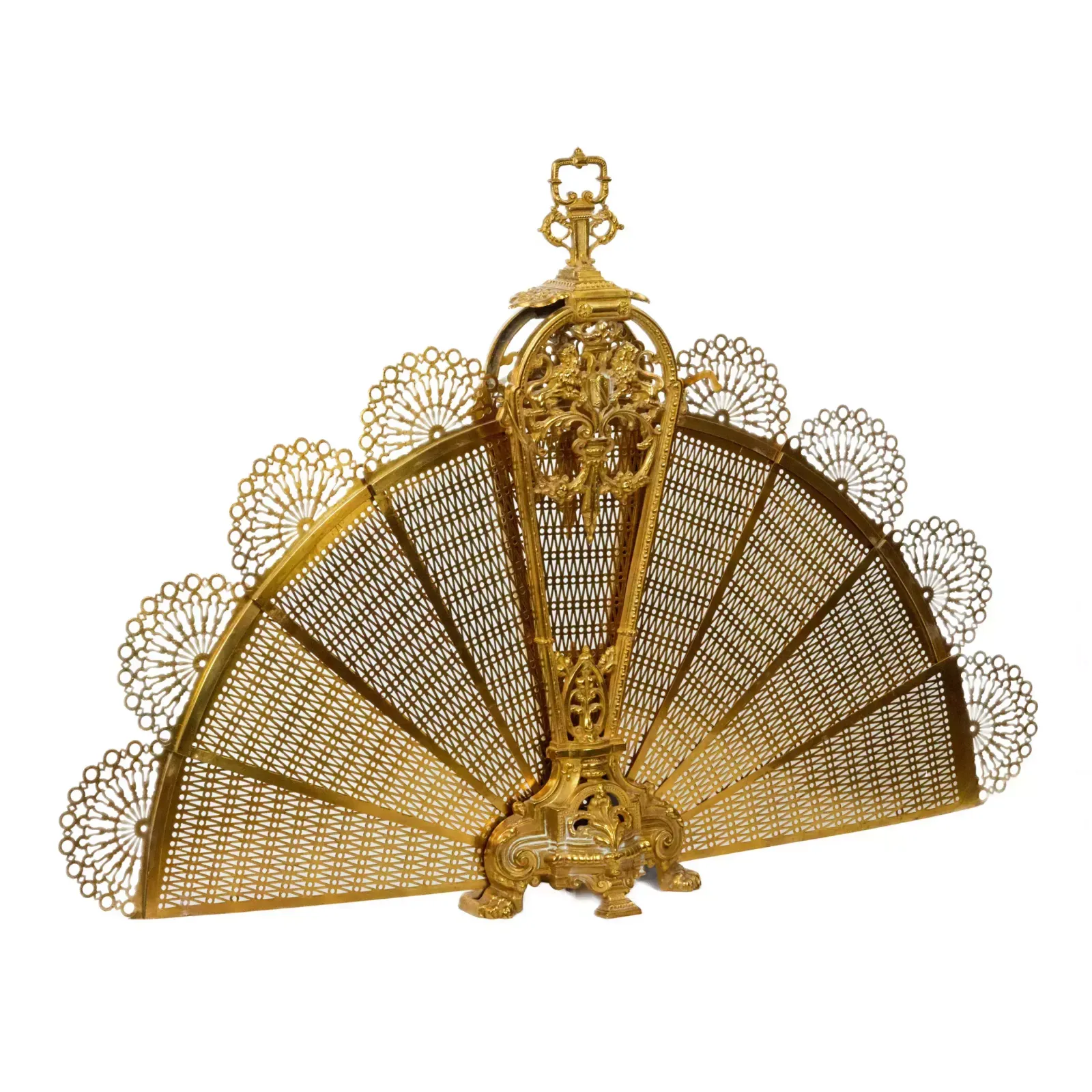 Fireplace Screen In Gilded Bronze And Brass From The 20th Century. Peacock. photo 1026.0