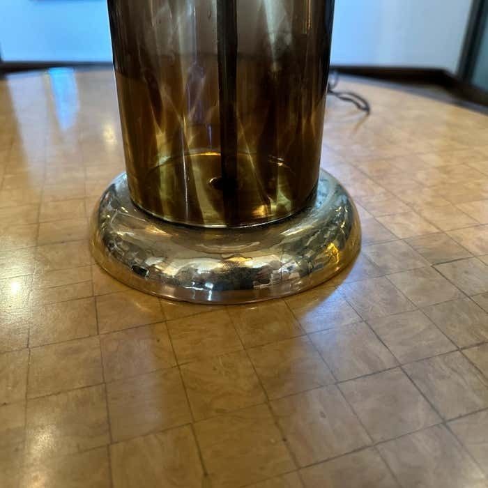 1980s Mid Century Modern Glass Italian Table Lamp With Vienna Straw Lampshade photo buy