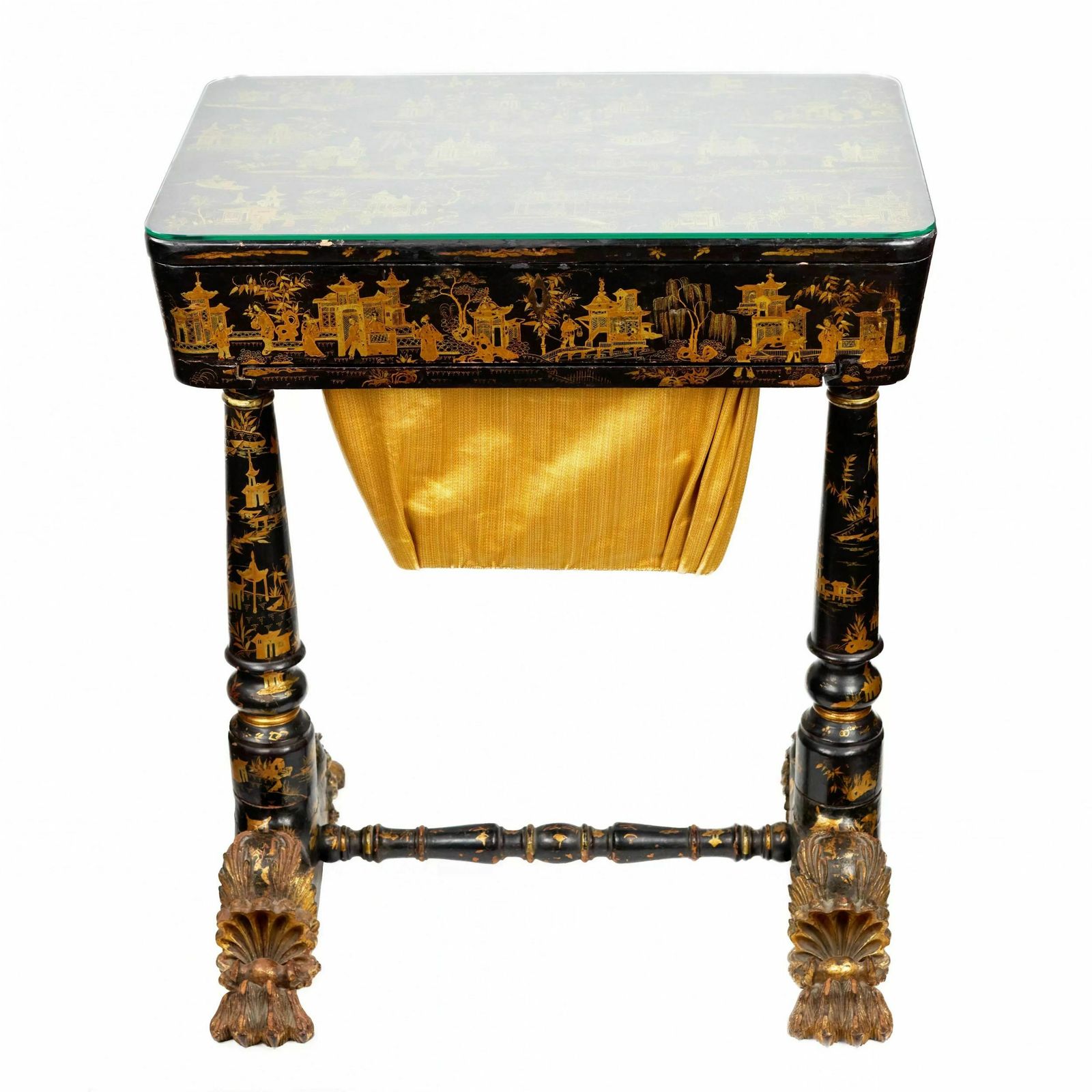 Handicraft Table Made Of Black And Gold Beijing Lacquer. 19th Century photo vinterior