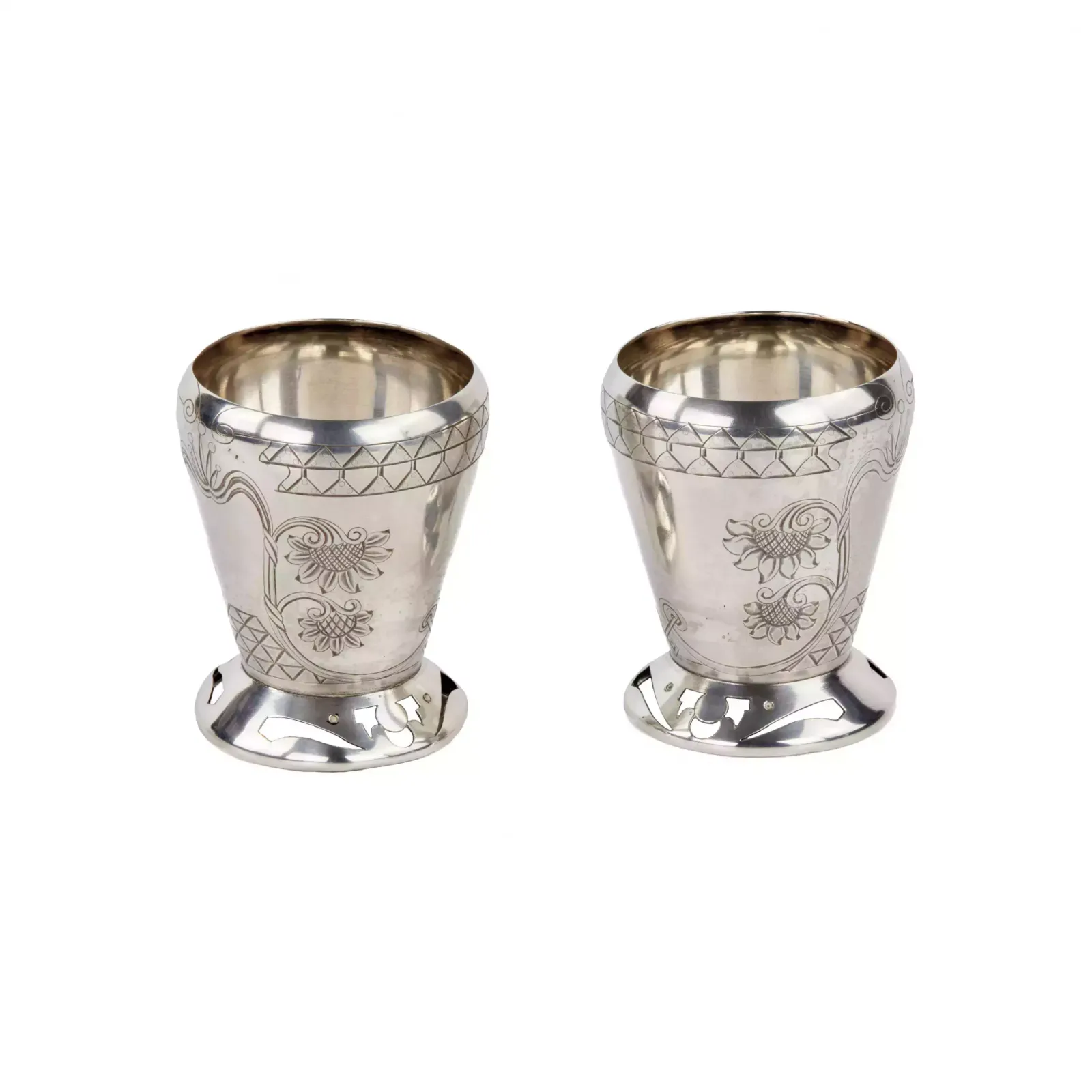 Pair Of Russian Art Nouveau Silver Vases. photo furniture