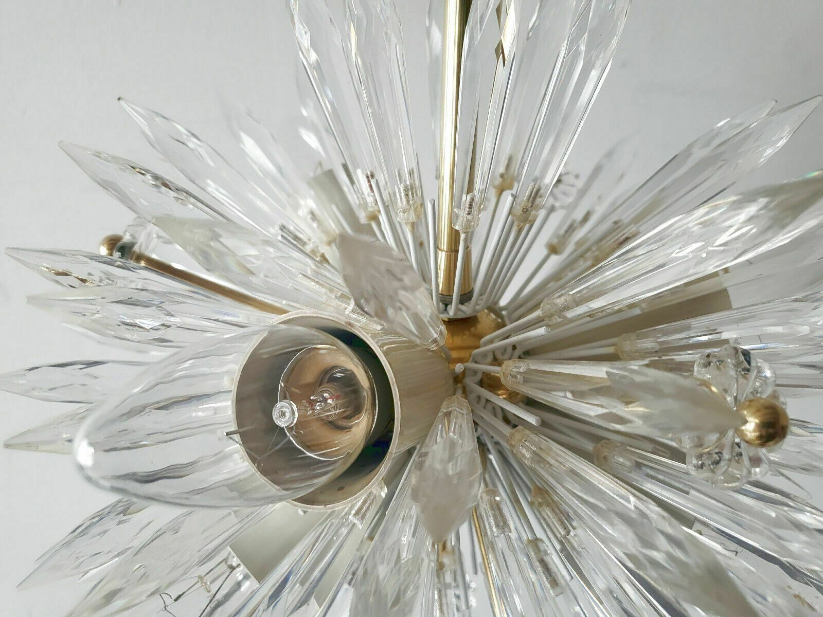 Vintage 1950 Ceiling Chandelier Suspension By Emil Stejnar 50s Brass Plexiglass photo for sale