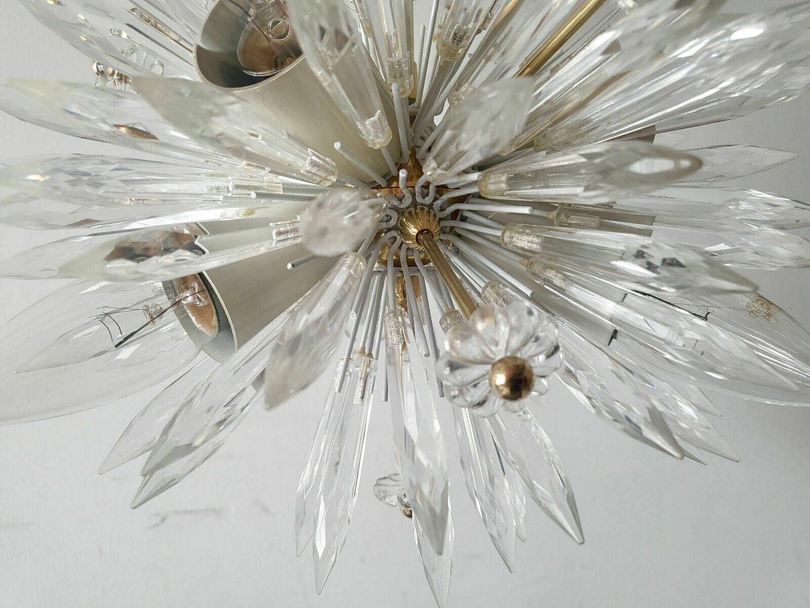 Vintage 1950 Ceiling Chandelier Suspension By Emil Stejnar 50s Brass Plexiglass photo vintage