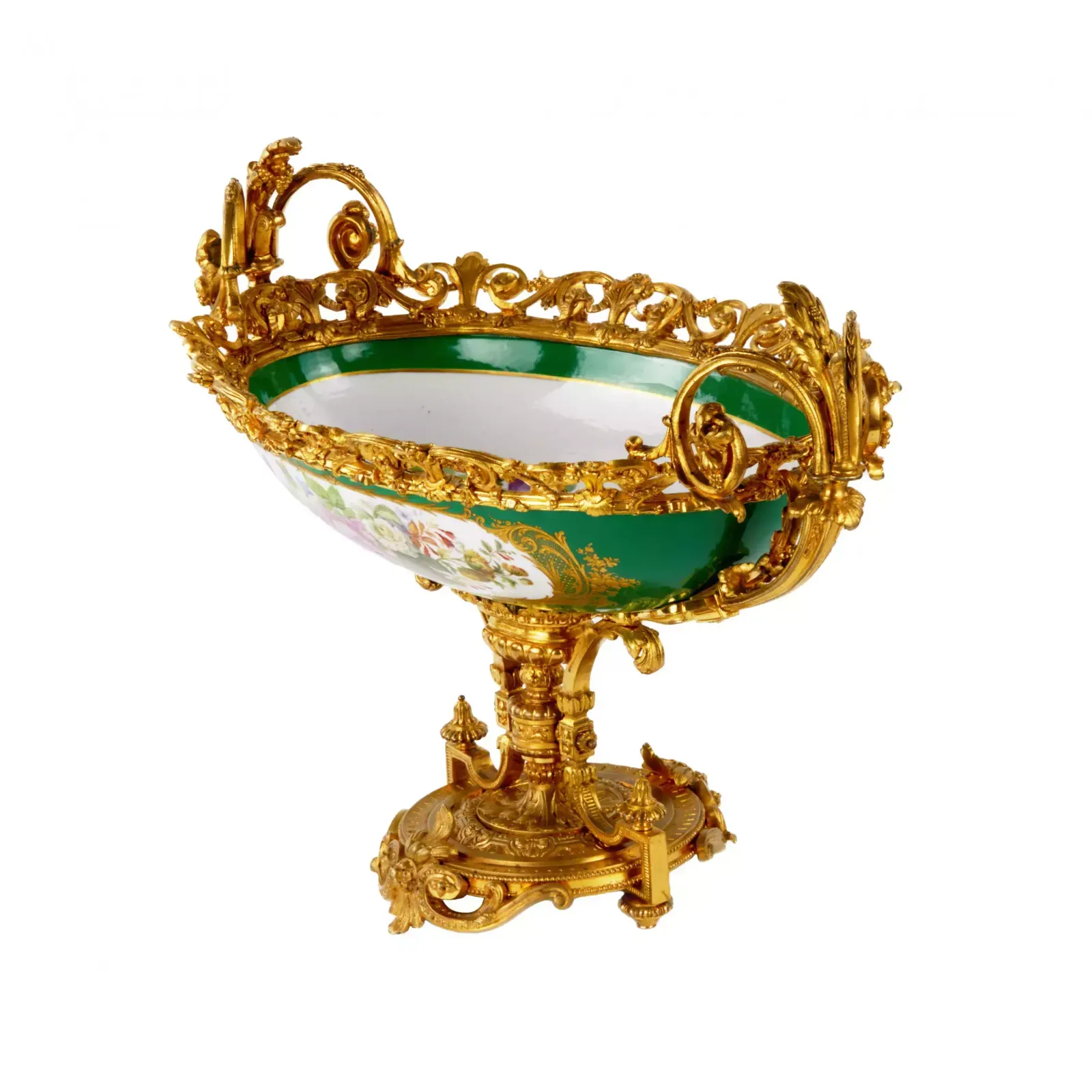 Large Vase Of Gilded Bronze And Porcelain. photo vinterior