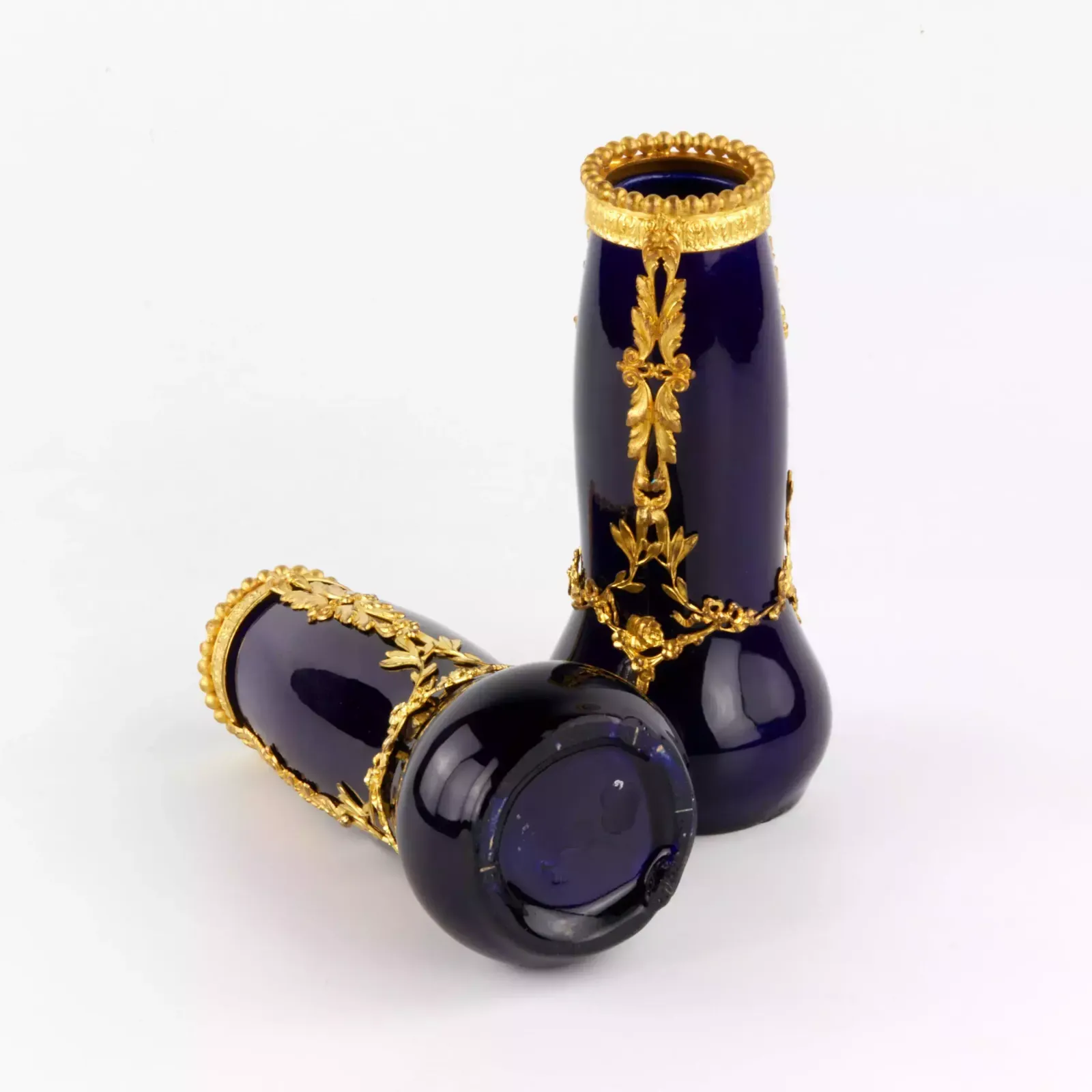 Pair Of Cobalt, Art Nouveau Porcelain Vases. photo furniture