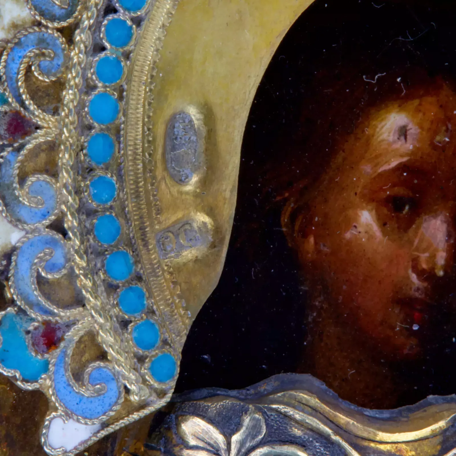 Icon Of The Nativity Of The Virgin With The Upcoming, In A Silver Frame And Enamel. photo Art