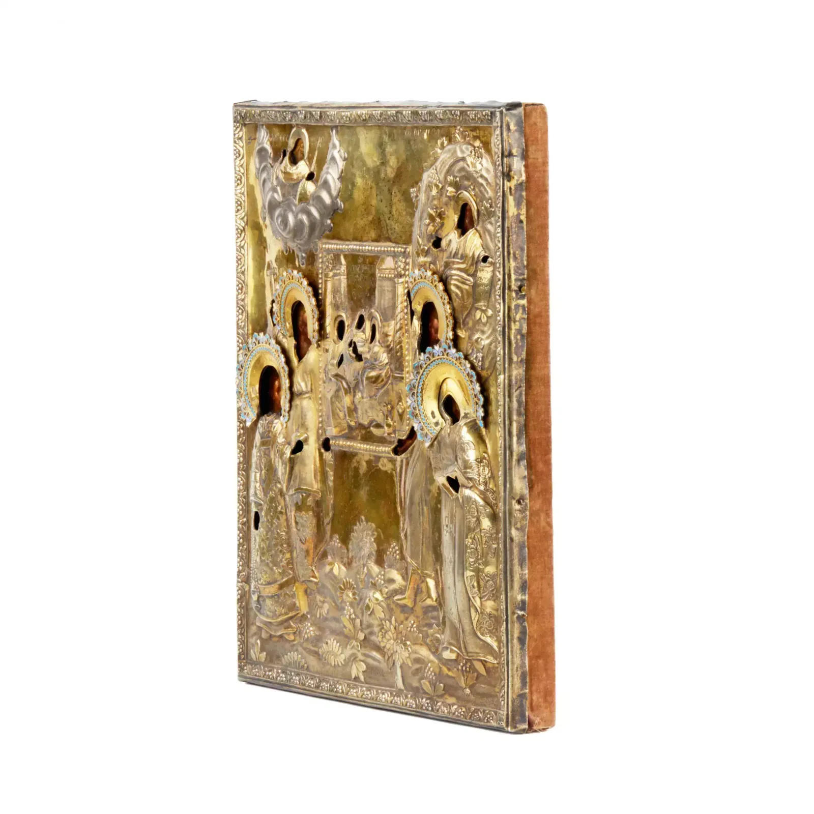 Icon Of The Nativity Of The Virgin With The Upcoming, In A Silver Frame And Enamel. photo 6412.0