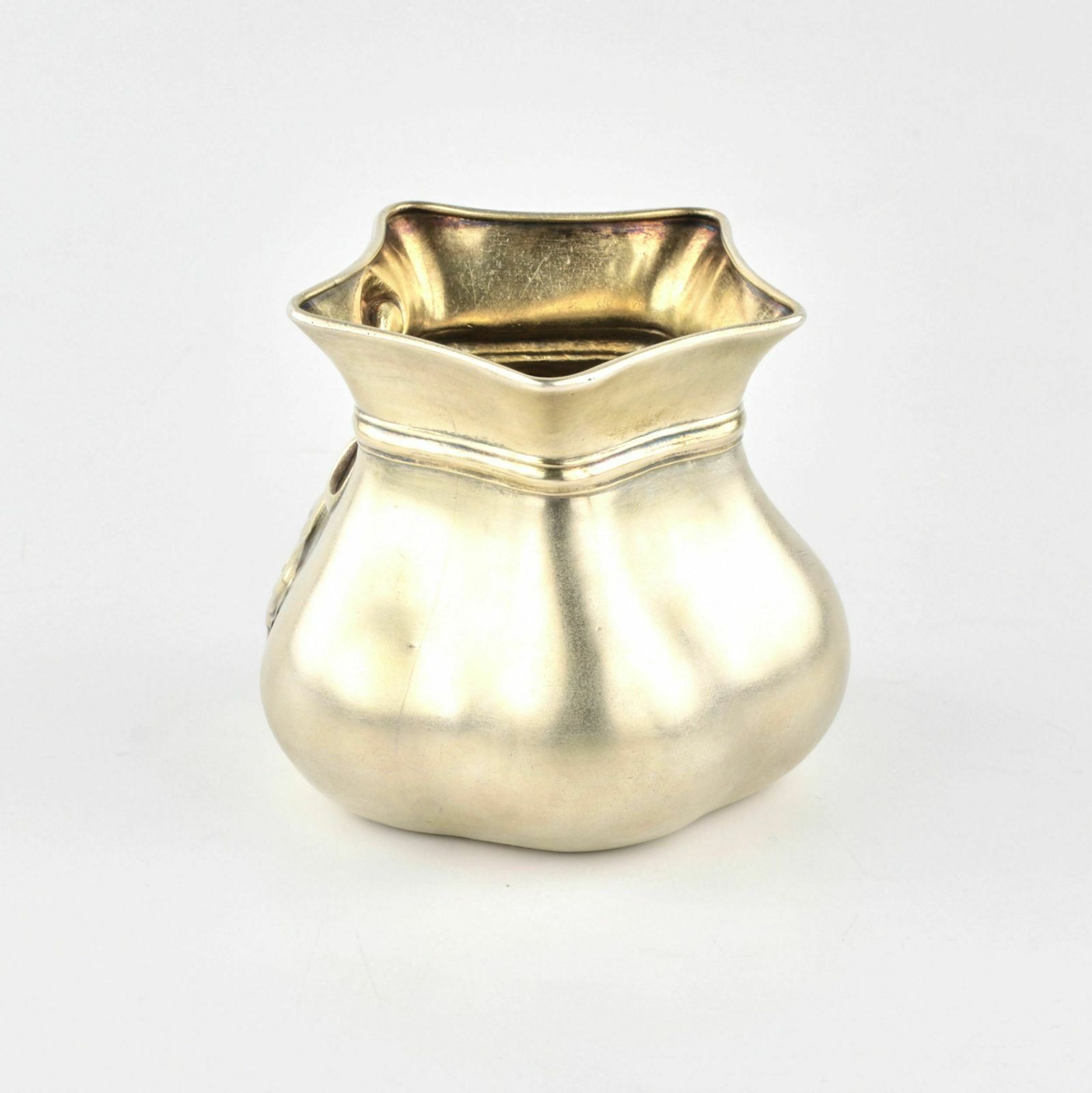 Silver Box / Vase In The Form Of A Tied Bag photo for sale