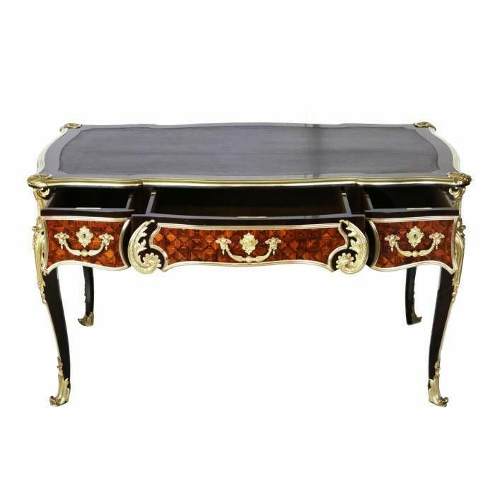 Magnificent Writing Desk In Wood And Gilded Bronze, Louis XV Style. photo for sale