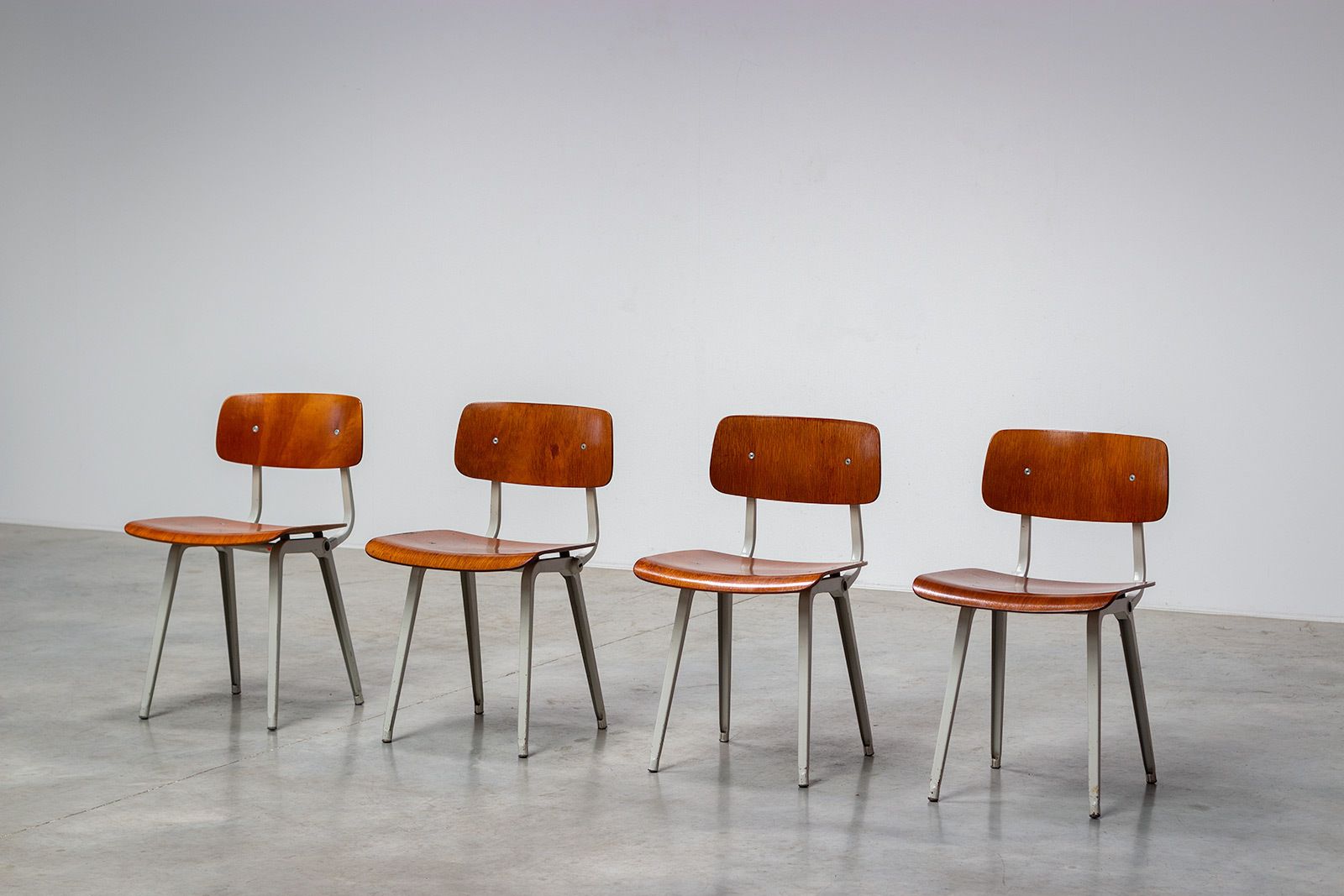Four Industrial 1950 Revolt Chairs By Design Friso Kramer photo for sale