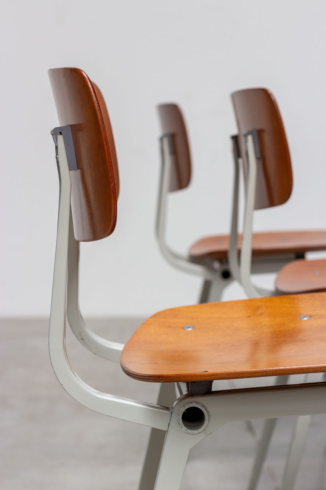 Four Industrial 1950 Revolt Chairs By Design Friso Kramer photo Furniture