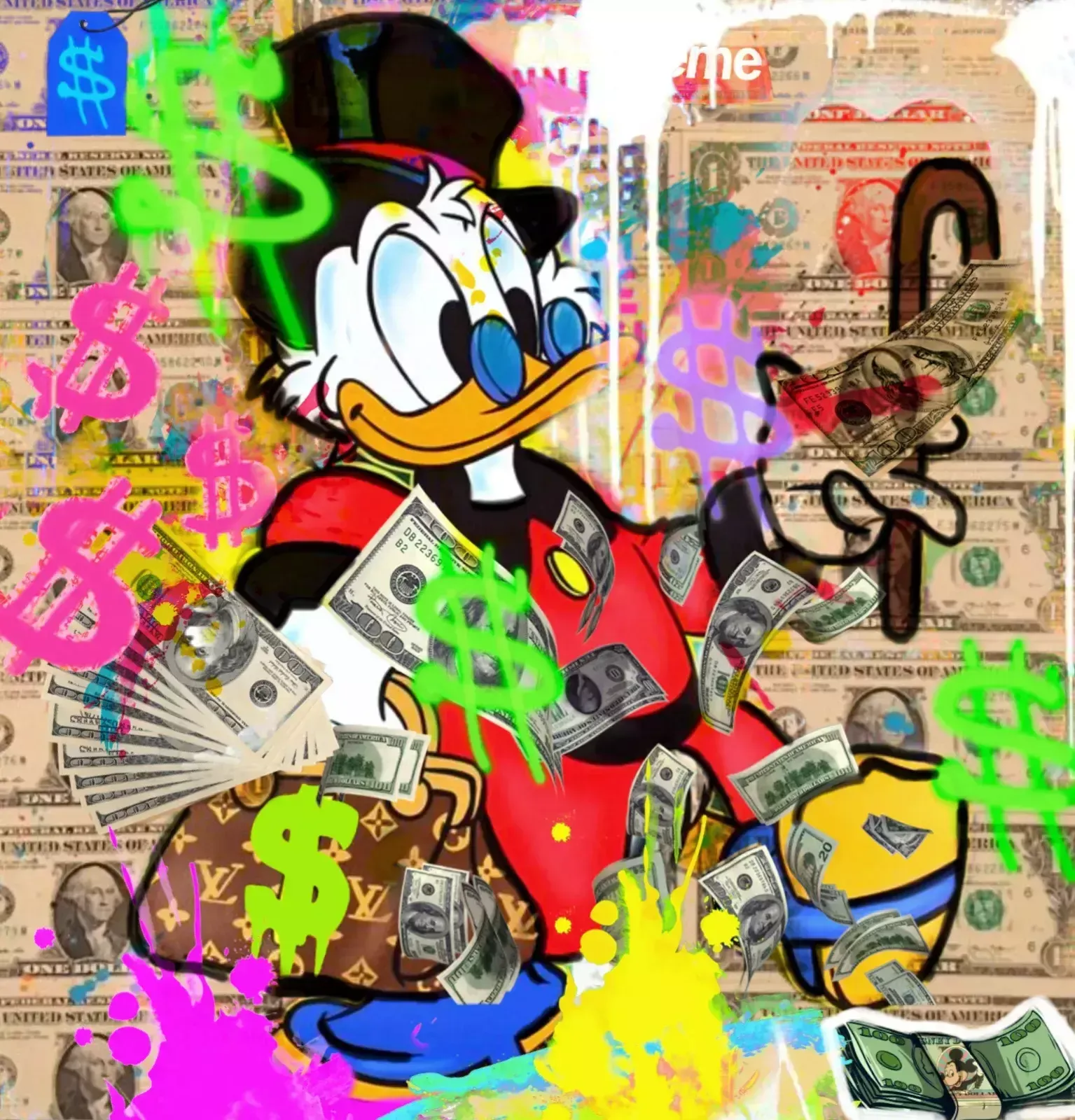 Felix Von Altersheim. Scrooge Mcduck. Favorite Banknote. Neo Popart. Printing On Plexiglas.