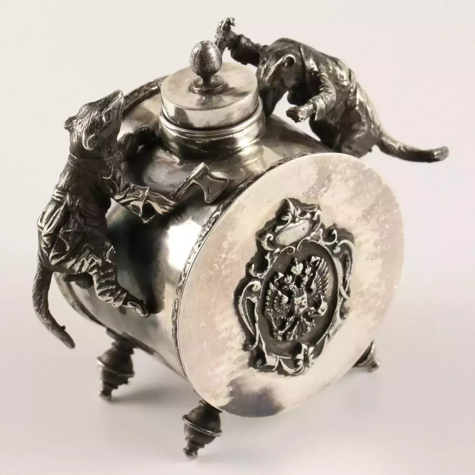 Inkwell "Armed Rats" Russia, Early 20th Century photo Home Decor
