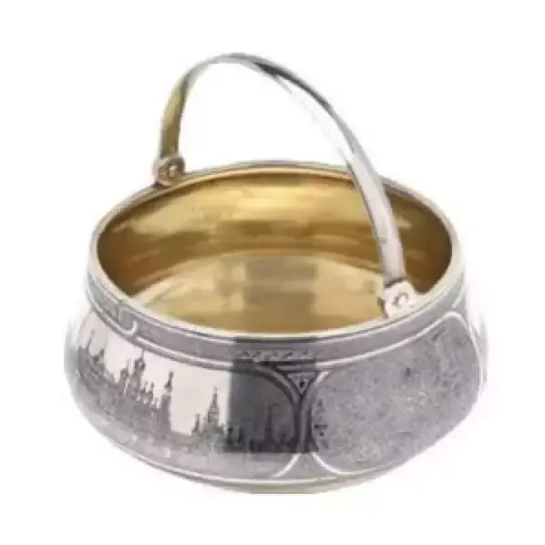 Russian Silver Sugar Bowl Of The 19th Century With Niello. Sazikov. 1891 photo furniture