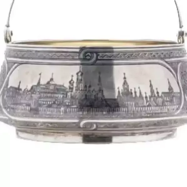 Russian Silver Sugar Bowl Of The 19th Century With Niello. Sazikov. 1891 photo buy