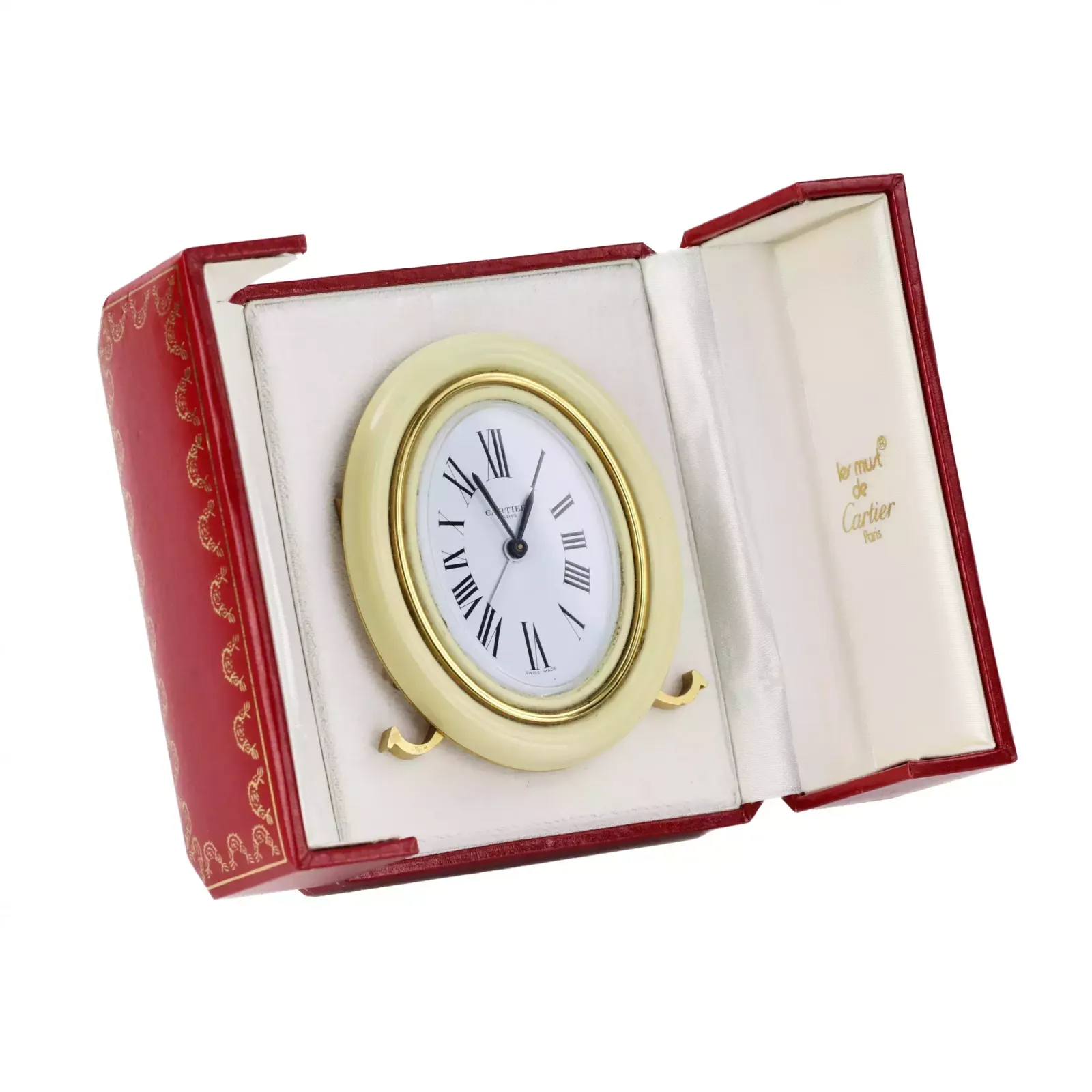Cartier. Travel Alarm Clock Made Of Gilded Metal With Enamel. photo Home Decor