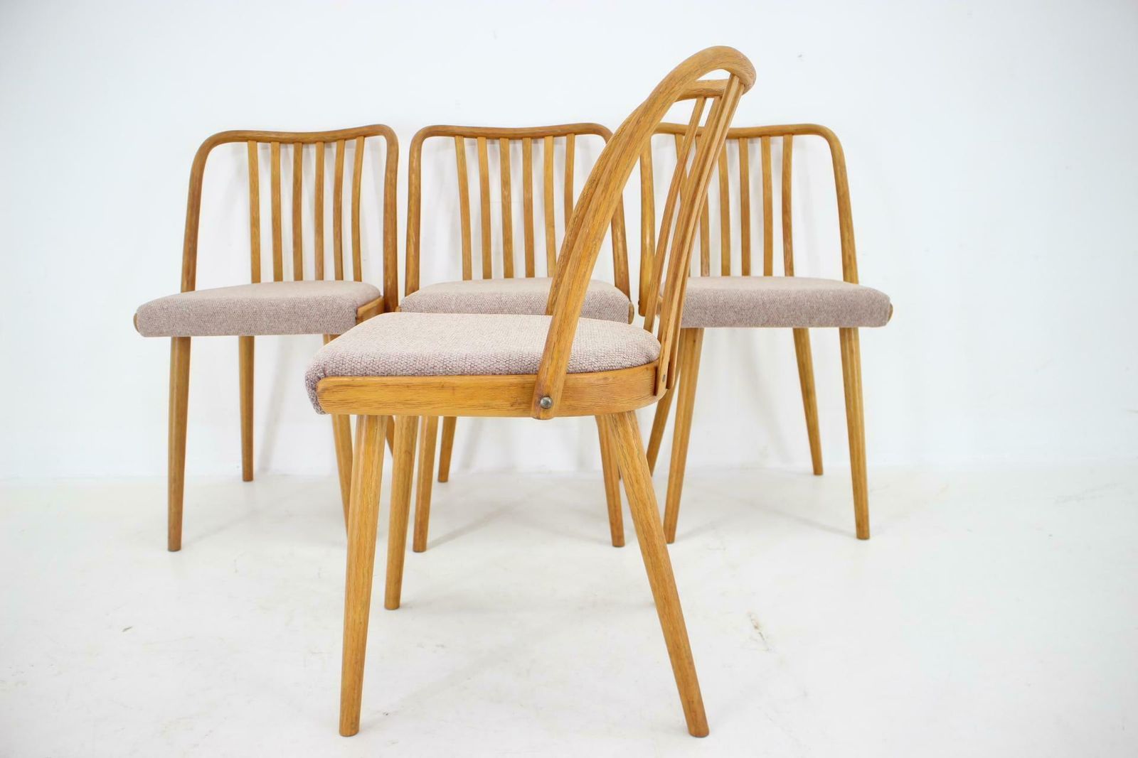 photo for sale 1970s Antonin Suman Set Of 4 Oak Dining Chairs, Czechoslovakia