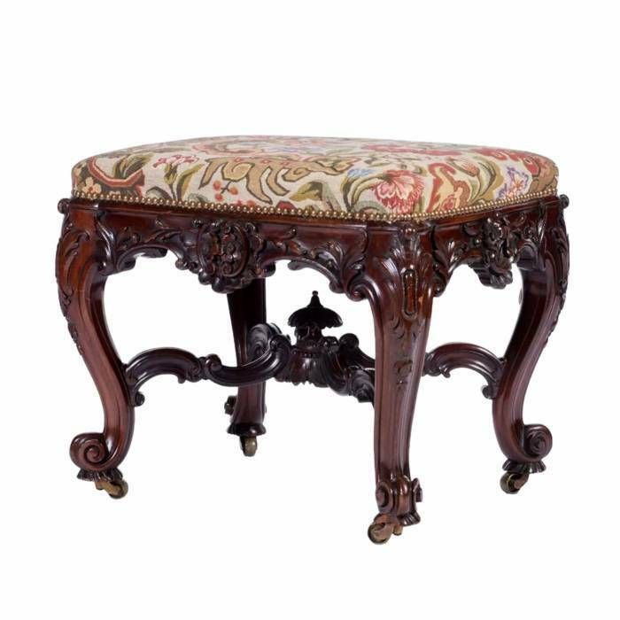 Pair Of Magnificent, Carved, Mahogany Banquettes, In The Style Of George II. The Turn Of The 19th 20th Centuries. photo for sale