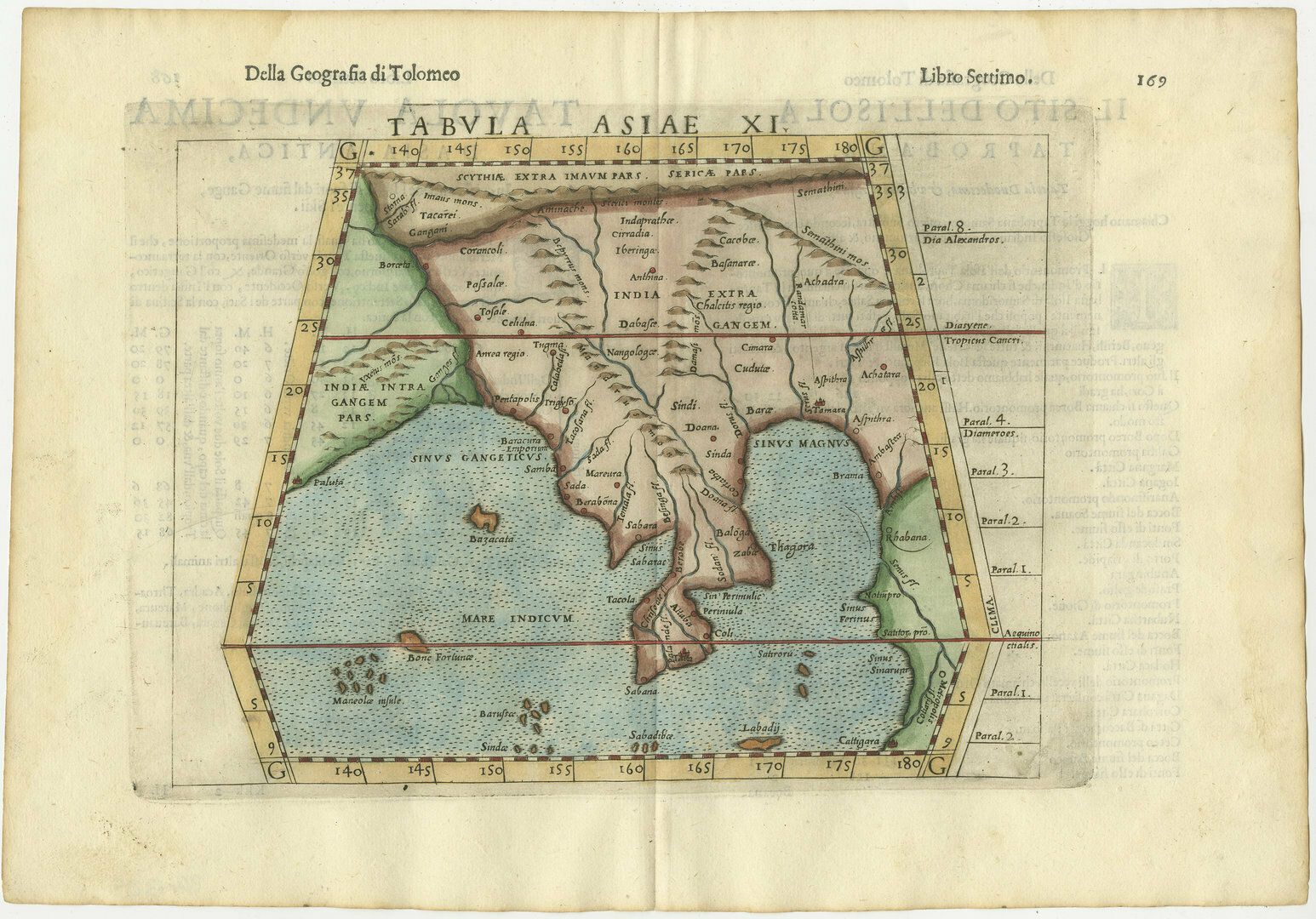 Original Antique Ptolemaic Map Of The Region Of Thailand And Malaysia