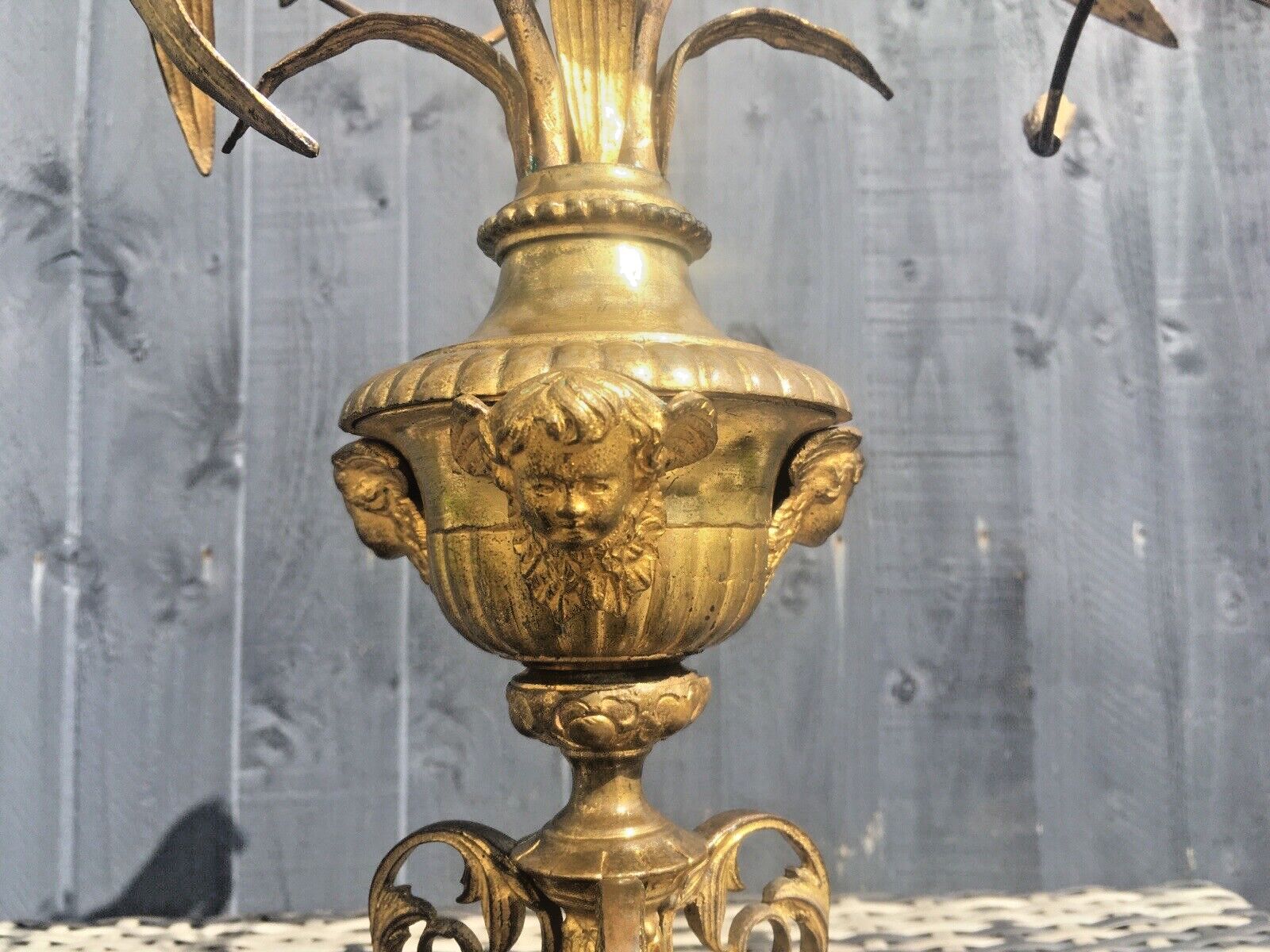 Antique French Louis XV Belle Epoque Floral Candelabra Hollywood Regency Ormolu photo vintage