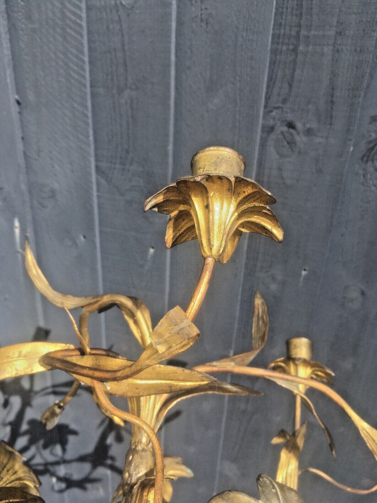 595.0 Antique French Louis XV Belle Epoque Floral Candelabra Hollywood Regency Ormolu photo