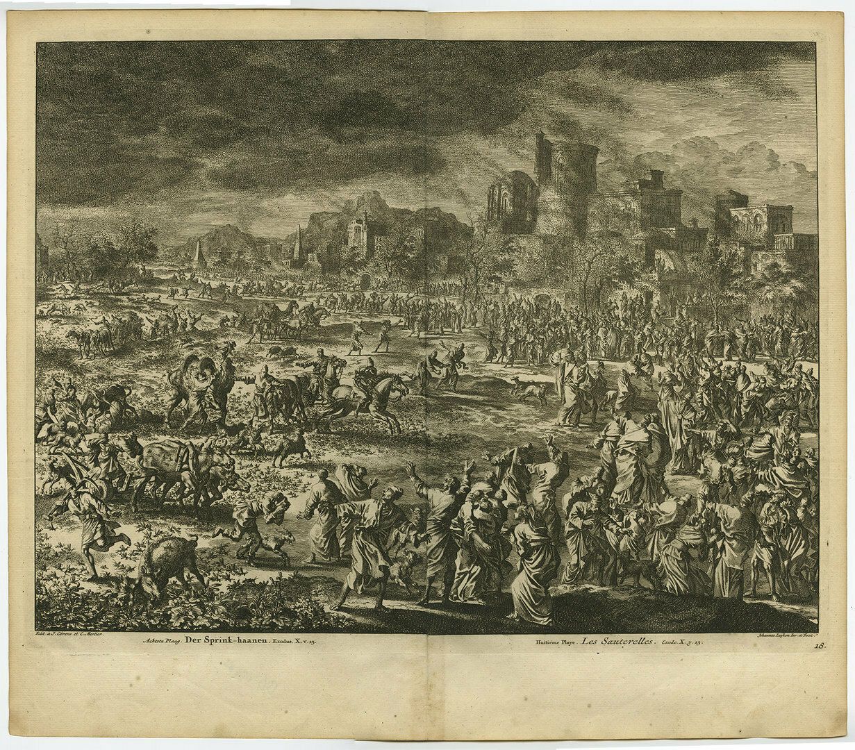 Antique Bible Print Of The Eighth Plague Of Egypt