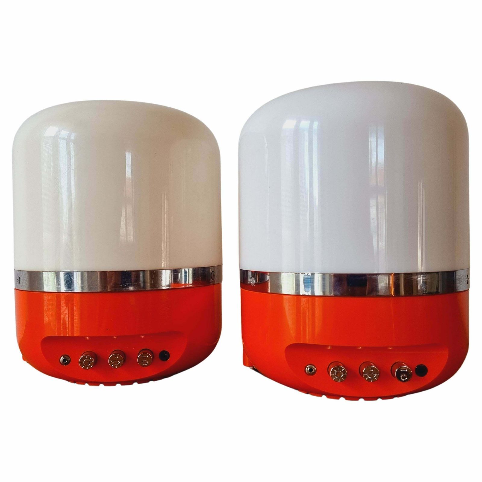 Set Of Two Midcentury Table Lamps, Space Age, Adriano Rampoldi, Italy, 1970s