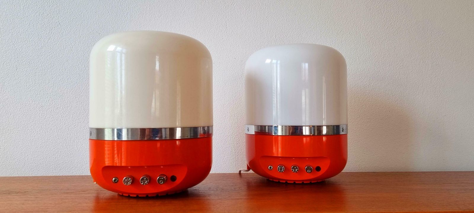 Set Of Two Midcentury Table Lamps, Space Age, Adriano Rampoldi, Italy, 1970s photo Lighting