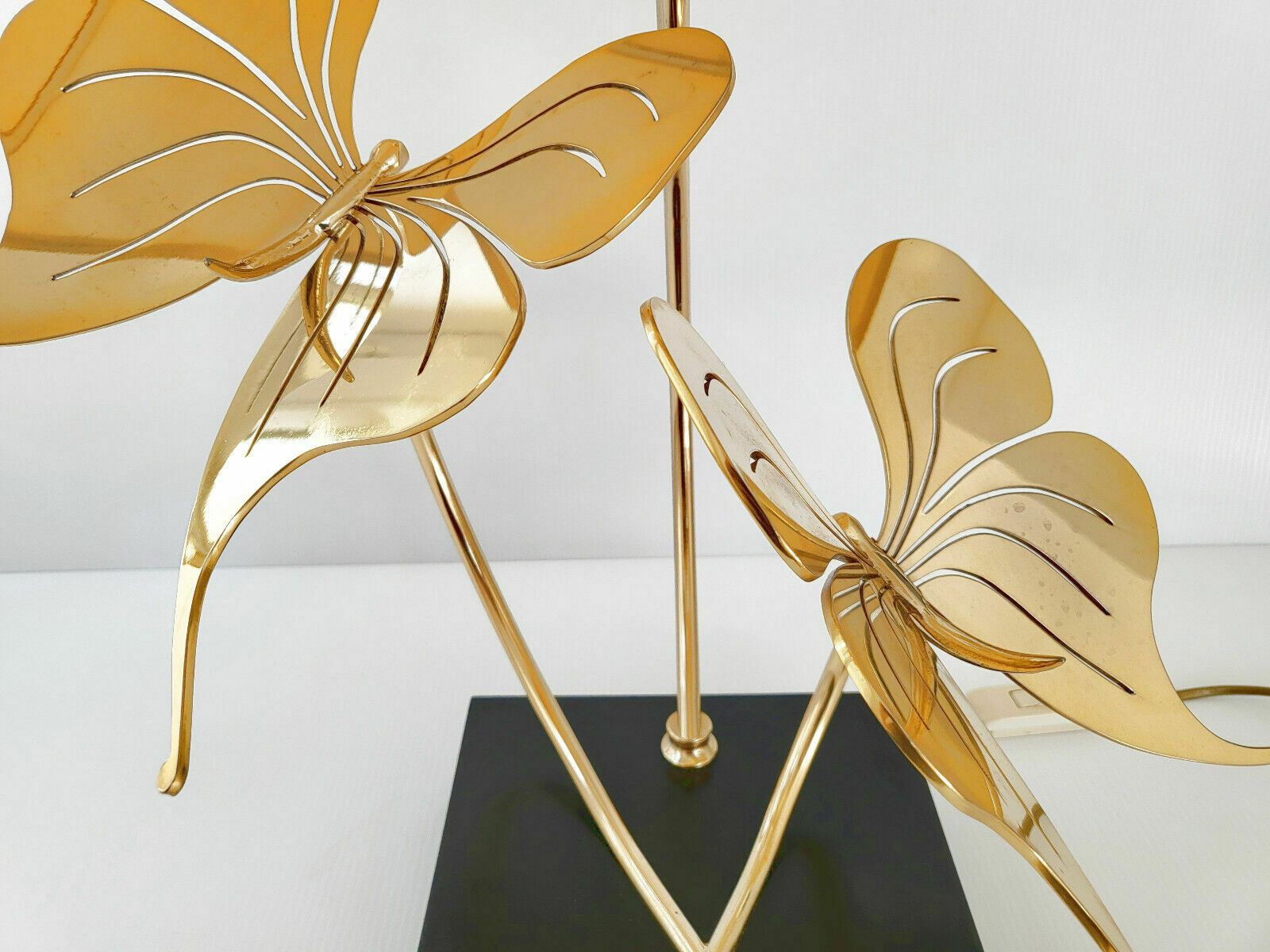Important & Chic Vintage Lamp With Gold Brass Butterflies 70s 1970s 70s photo Lighting