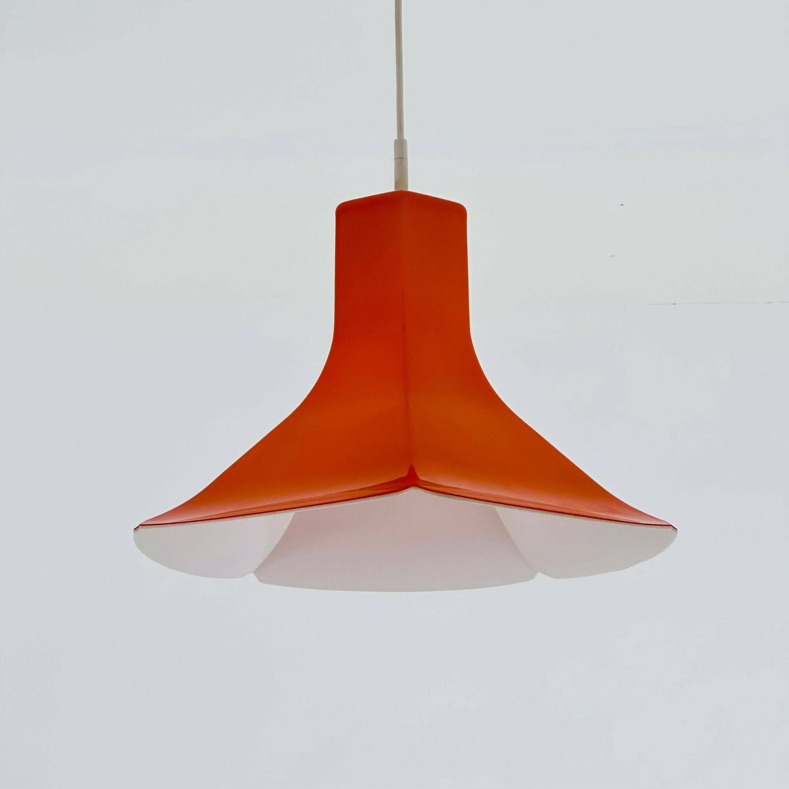 Space Age Orange Pendant Lamp Flower Model Germany. 1970 photo Lighting