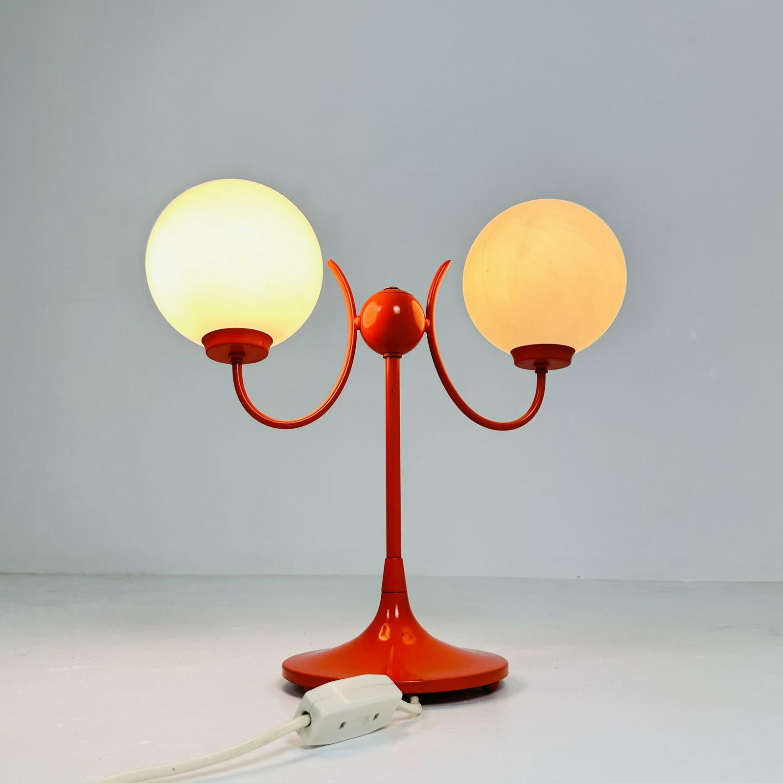 photo for sale Opaline Glass, Orange Tulip Shaped Base Makes This Stunning Space Age Mid Century Table Lamp . Made By Kaiser Leuchten, Germany 1970s