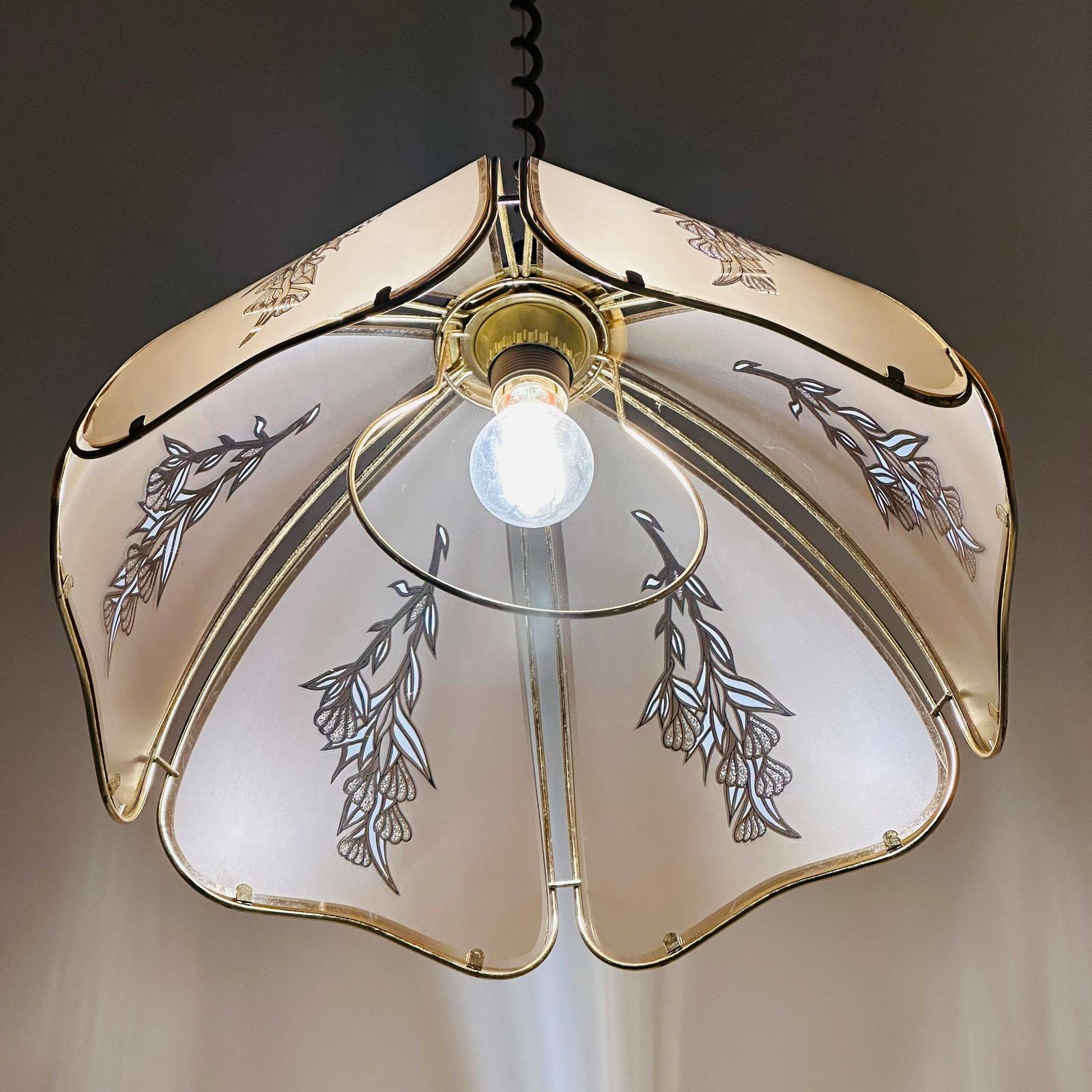 Gilt Metal & Murano Glass Pendant Lamp From Eglo Leuchten, Austria, 1970s photo for sale
