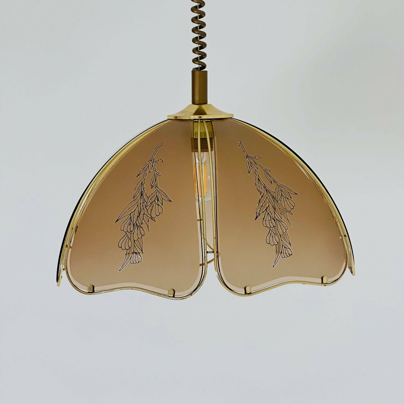 Gilt Metal & Murano Glass Pendant Lamp From Eglo Leuchten, Austria, 1970s photo buy