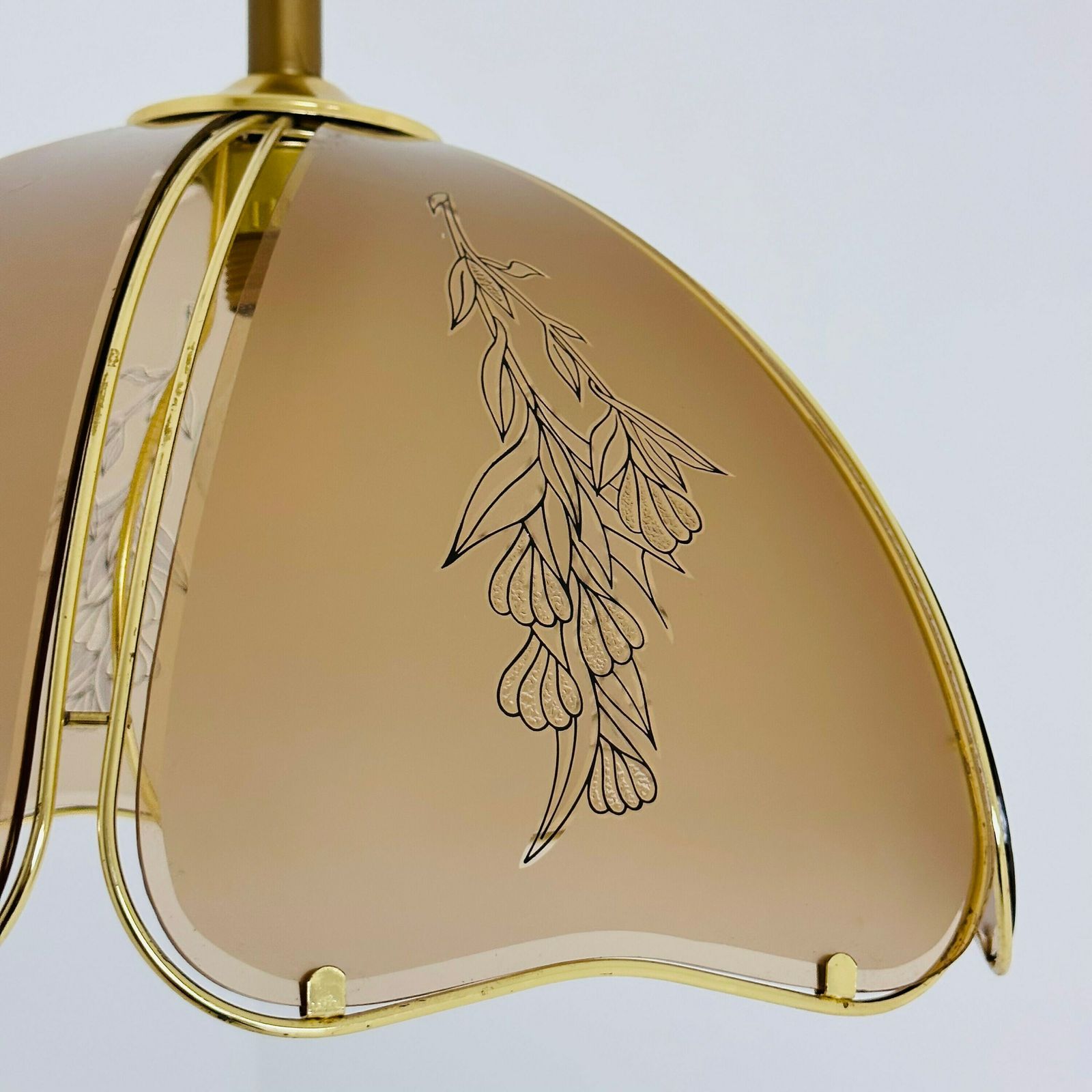Gilt Metal & Murano Glass Pendant Lamp From Eglo Leuchten, Austria, 1970s photo vintage