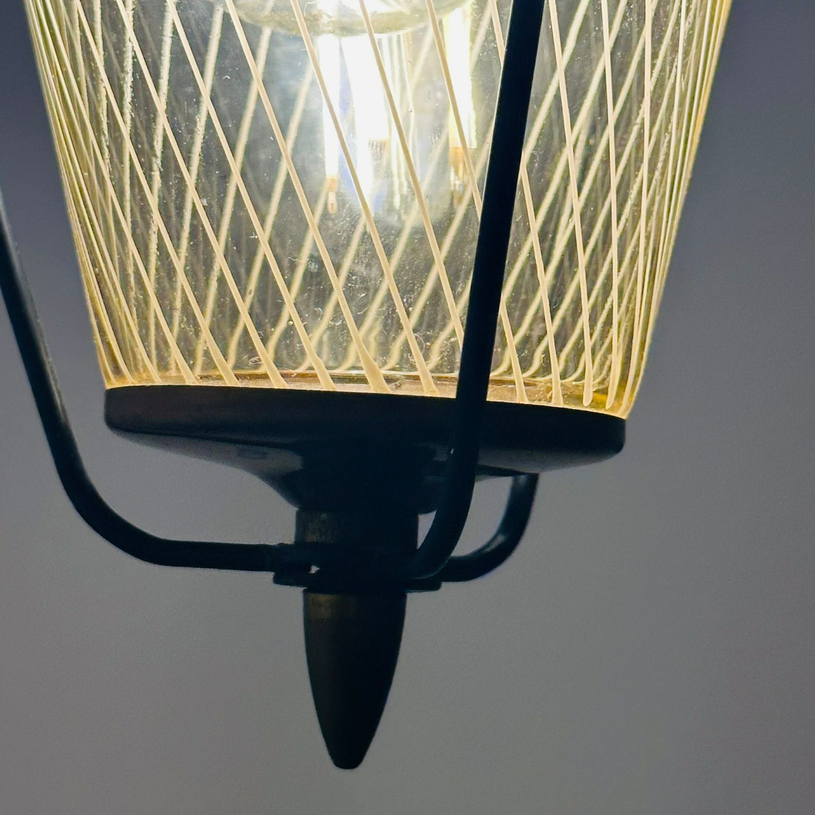 Vintage Metal And Opalin Glass Pendant Lamp, 1950s photo buy
