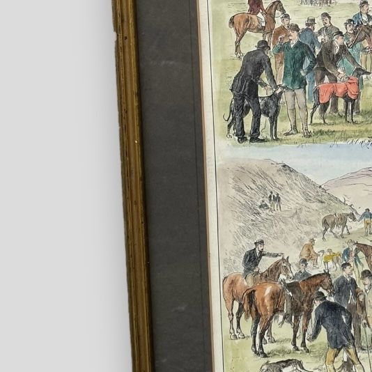 'Coursing Meeting At Johnstown, Ireland’, A Hand Painted C19th Engraving photo buy