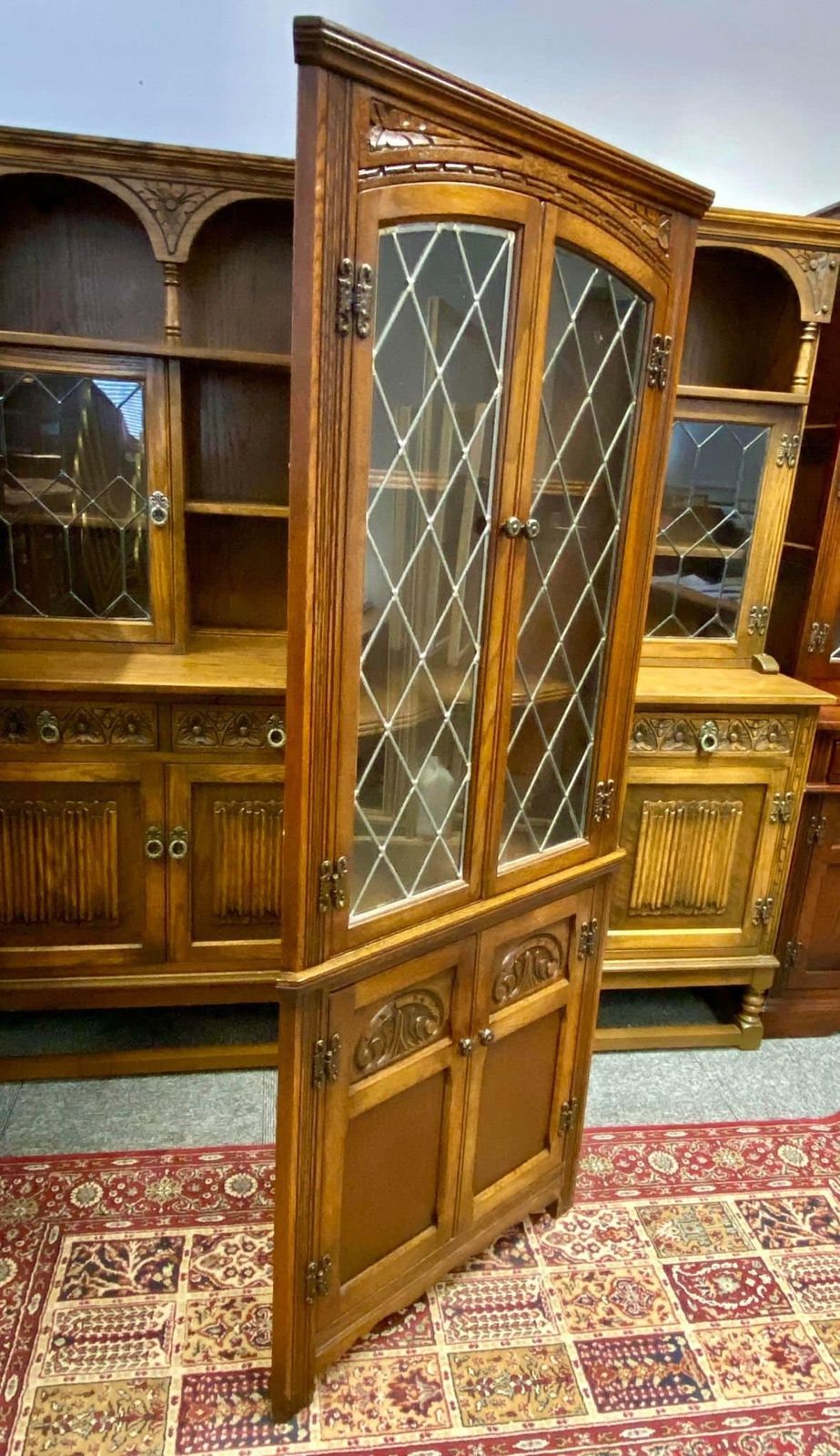 Old Charm Wood Brothers / Oak Corner Cabinet / Light Oak Traditional Colour / Free Delivery / Made In England Dated 1970s photo buy