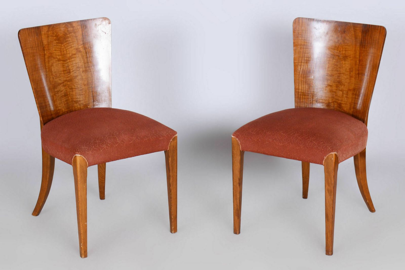 Set Of Four Original Artdeco Walnut Beech Chairs, Jindrich Halabala, Up Zavody, Czechia, 1940s photo Furniture