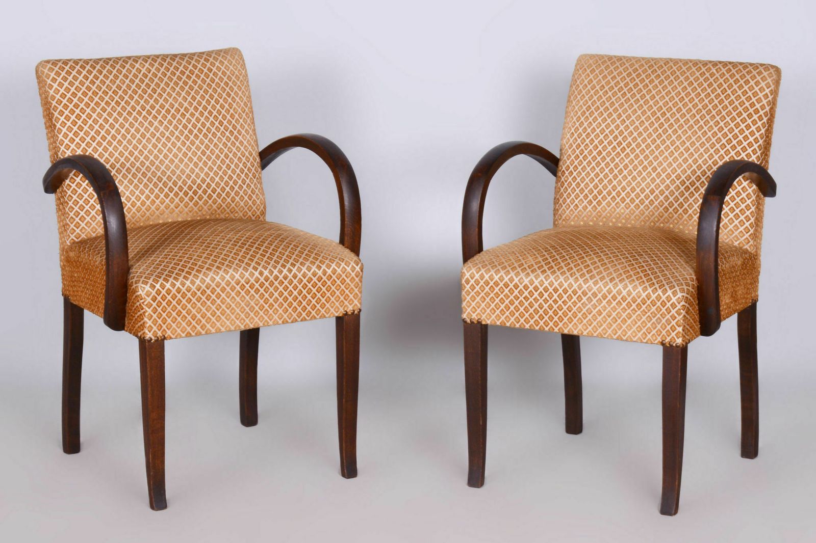 Original Walnut Artdeco Pair Of Armchairs, Jules Leleu, France, 1930s