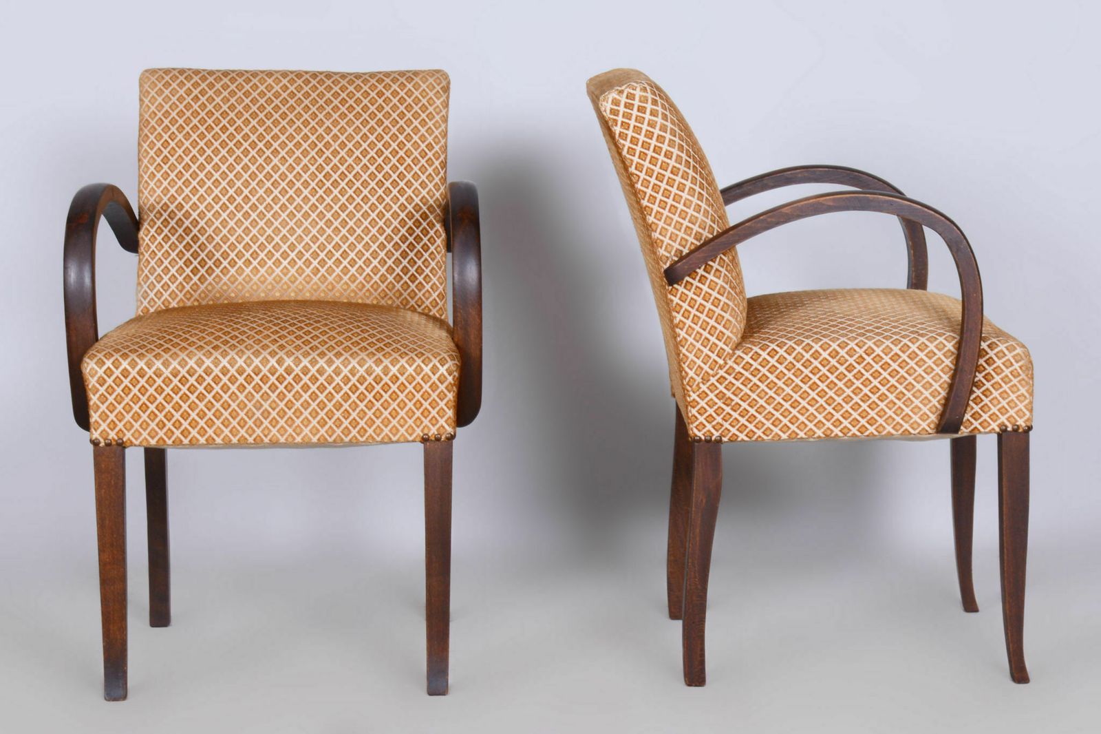 Original Walnut Artdeco Pair Of Armchairs, Jules Leleu, France, 1930s photo buy