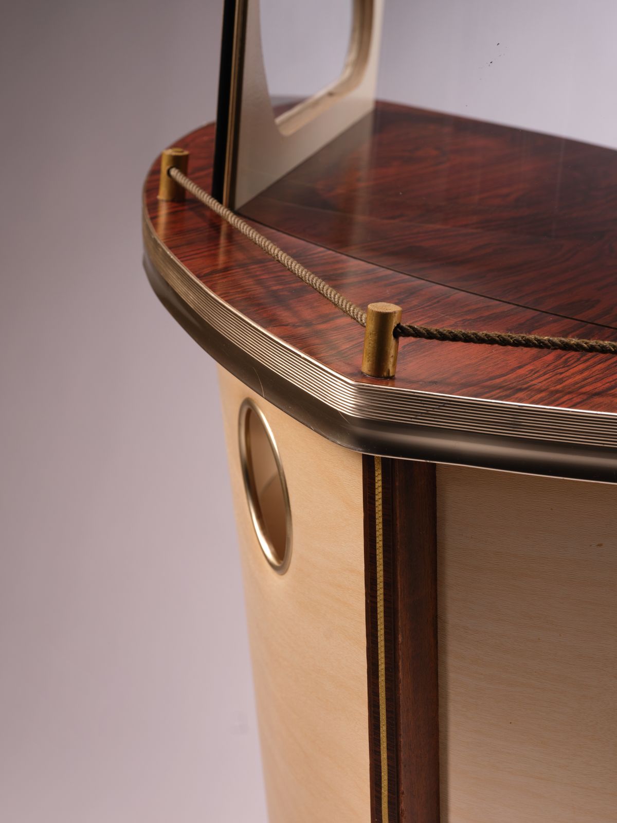 Eclectic Illuminated Vintage 1950’s 'Cocktail Buoy’ Drinks Bar Echoing A Boat Bow By Barget Of London. photo vinterior
