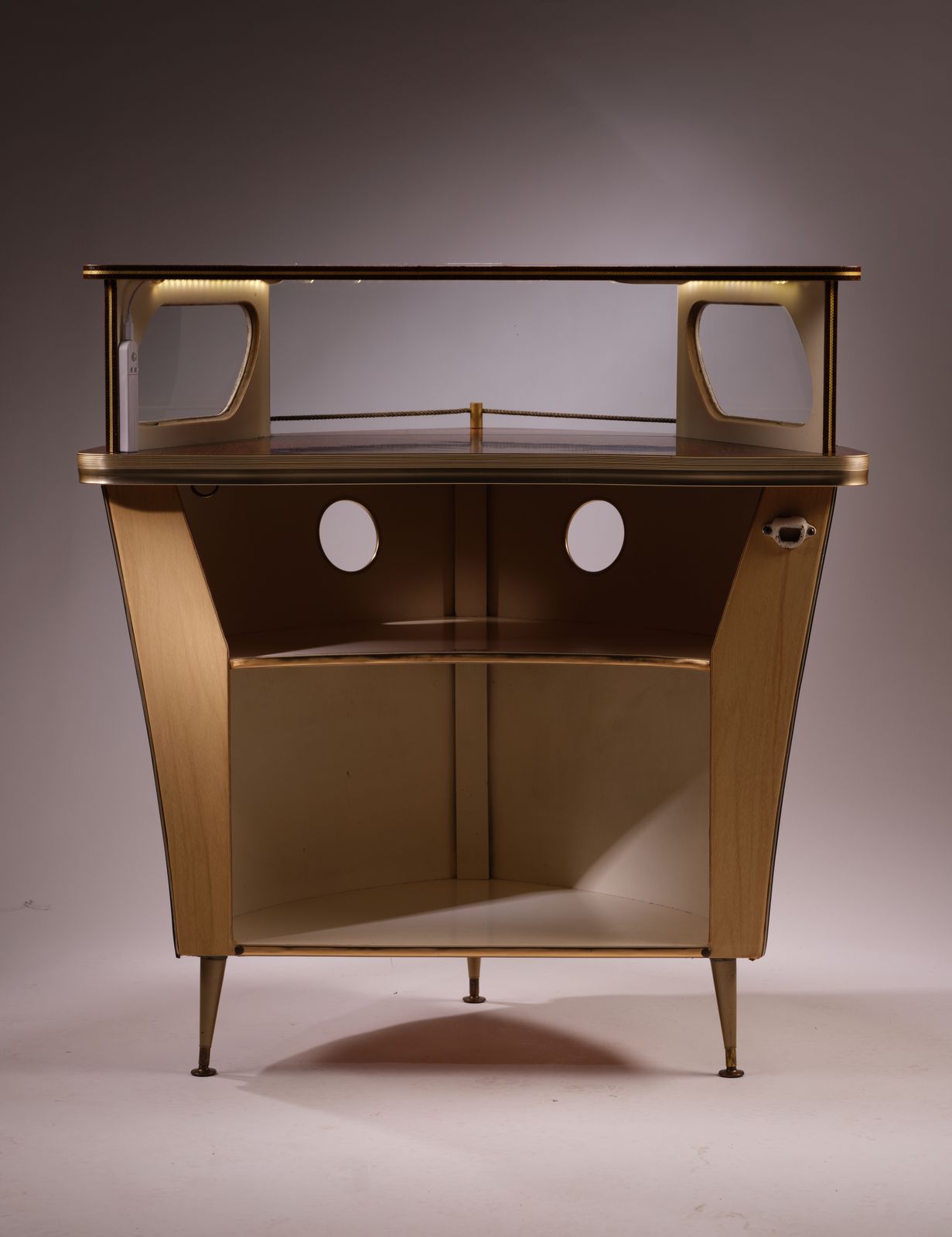 photo vinterior Eclectic Illuminated Vintage 1950’s 'Cocktail Buoy’ Drinks Bar Echoing A Boat Bow By Barget Of London.