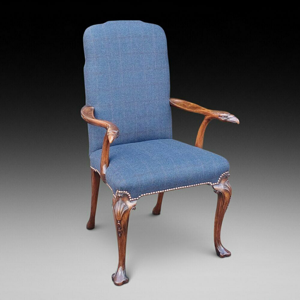 Early 20thc Carved Walnut Framed Georgian Chair