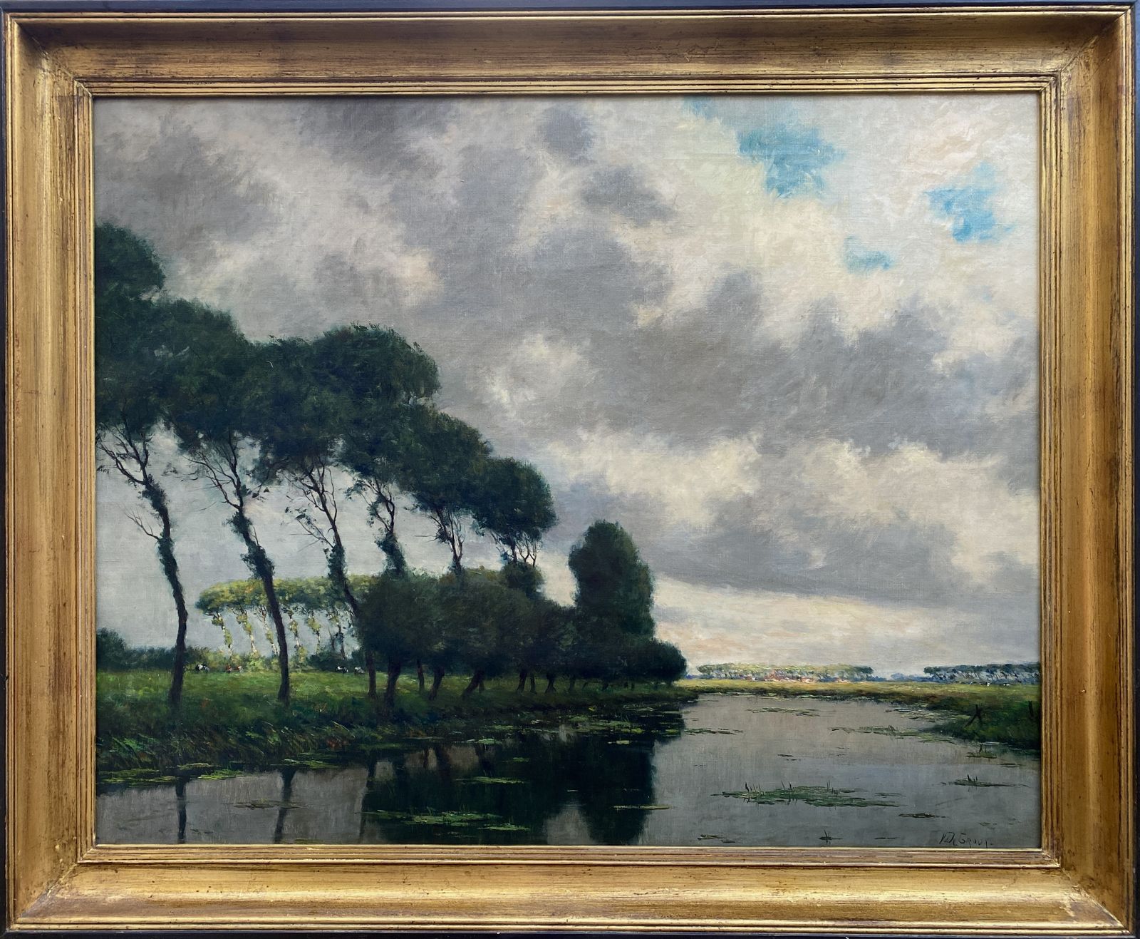 Victor De Groux, Brussels 1895 – 1975, Belgian Painter, Landscape At The River