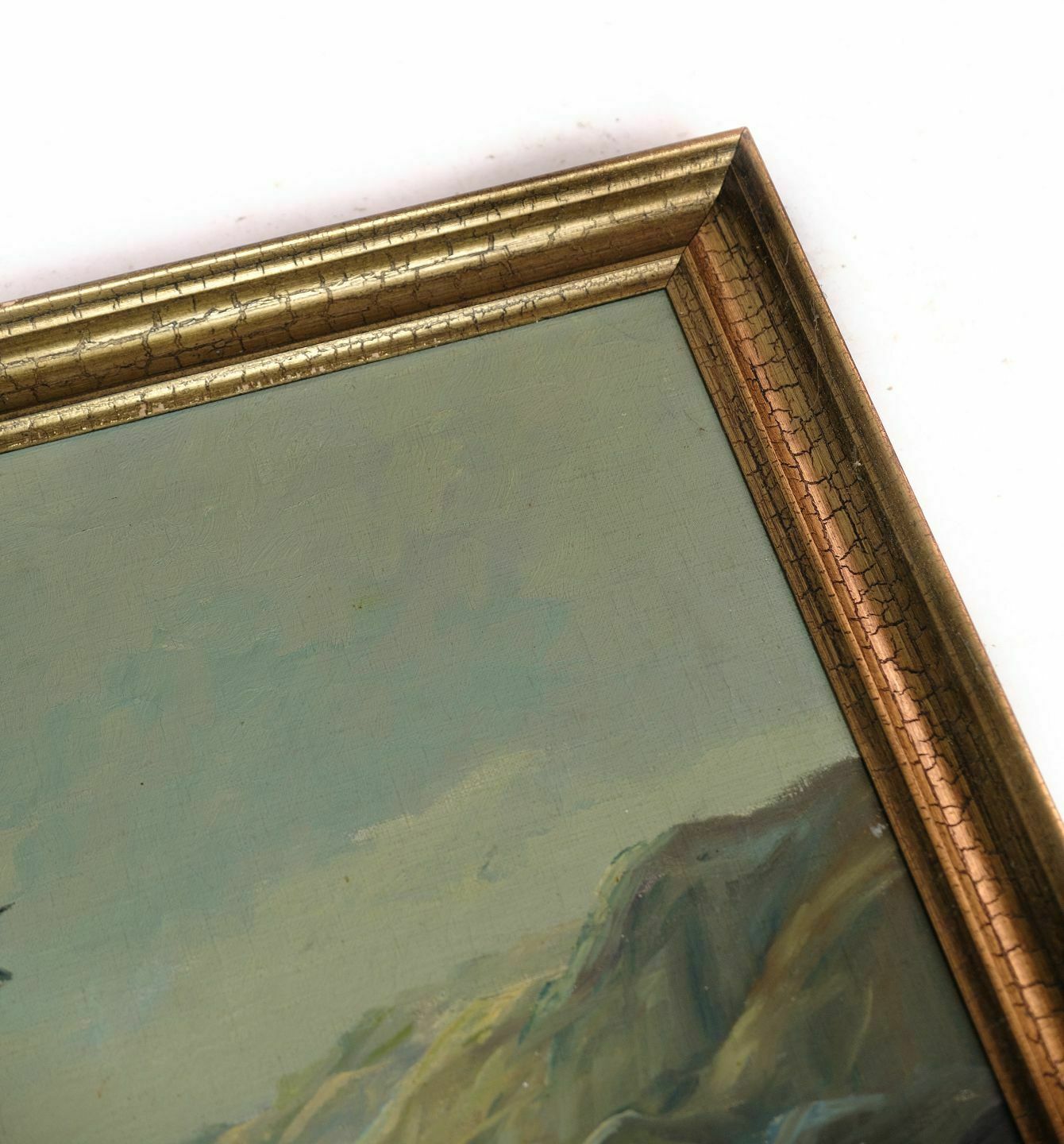 Painting Canvas With Motif Of Sea And Coastal Rocks From 1920s. photo Art