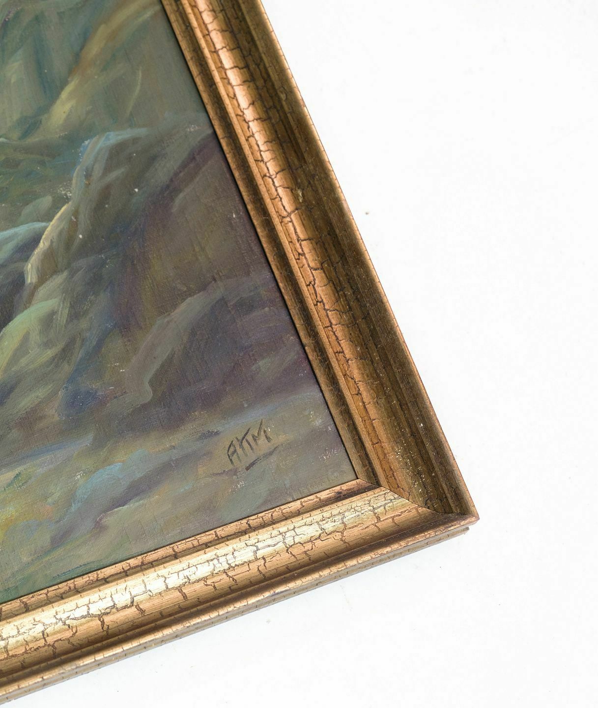 Painting Canvas With Motif Of Sea And Coastal Rocks From 1920s. photo 295.0